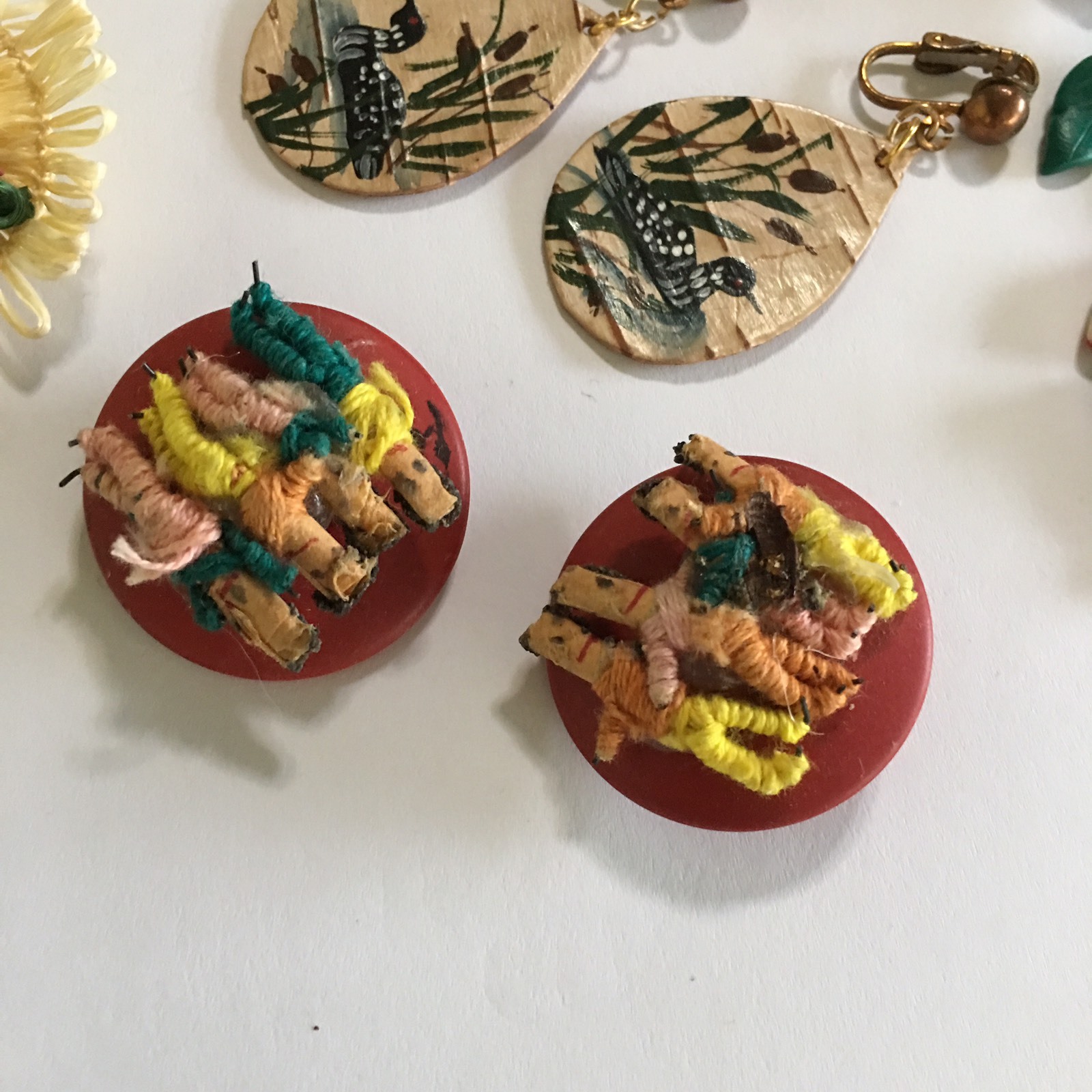 Lot Of 5 Clip On Women’s Costume Earrings HAND CRAFTED Fun Different