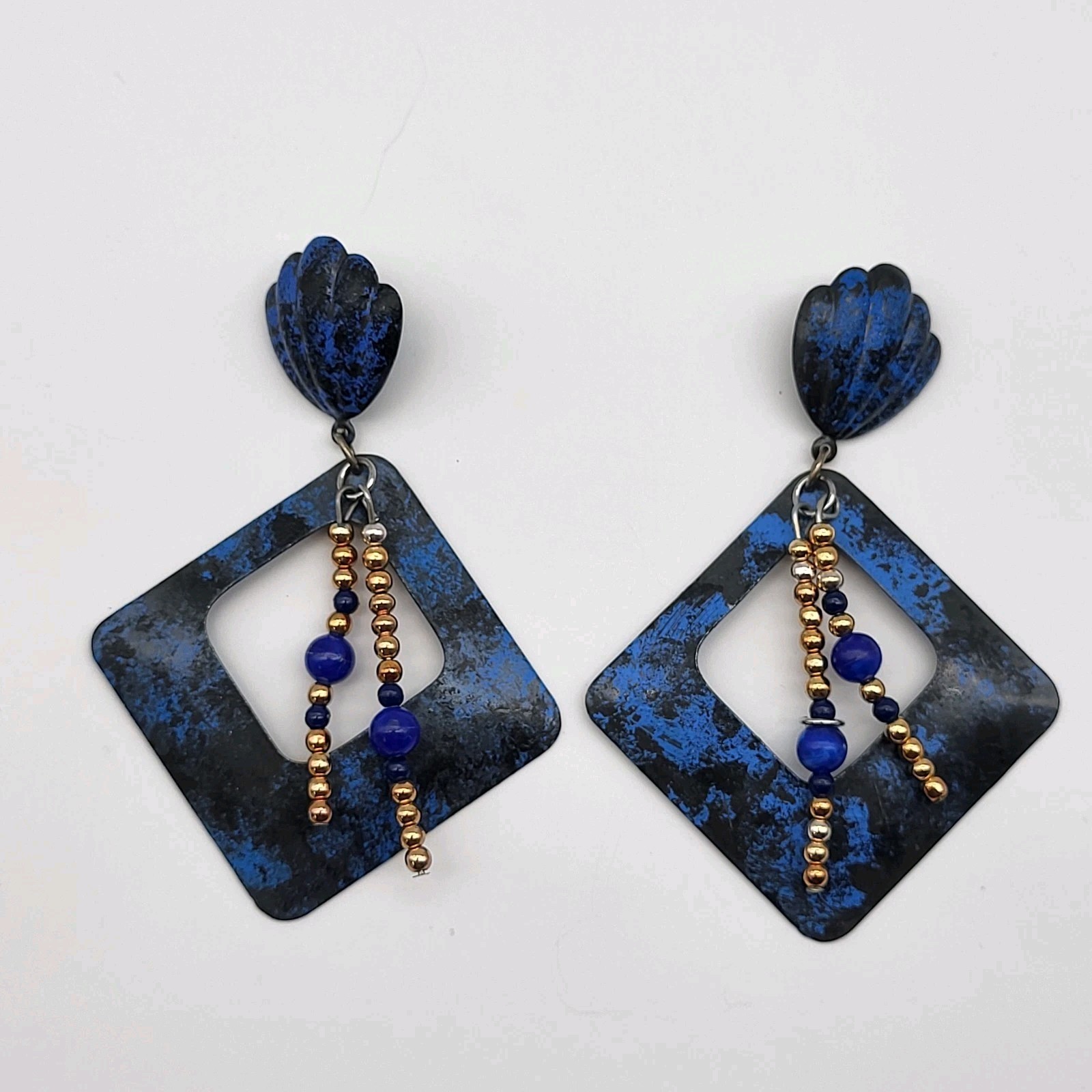 Amazing 80’s Bold enamel Geometric dangle earrings Festival Retro Flamboyant