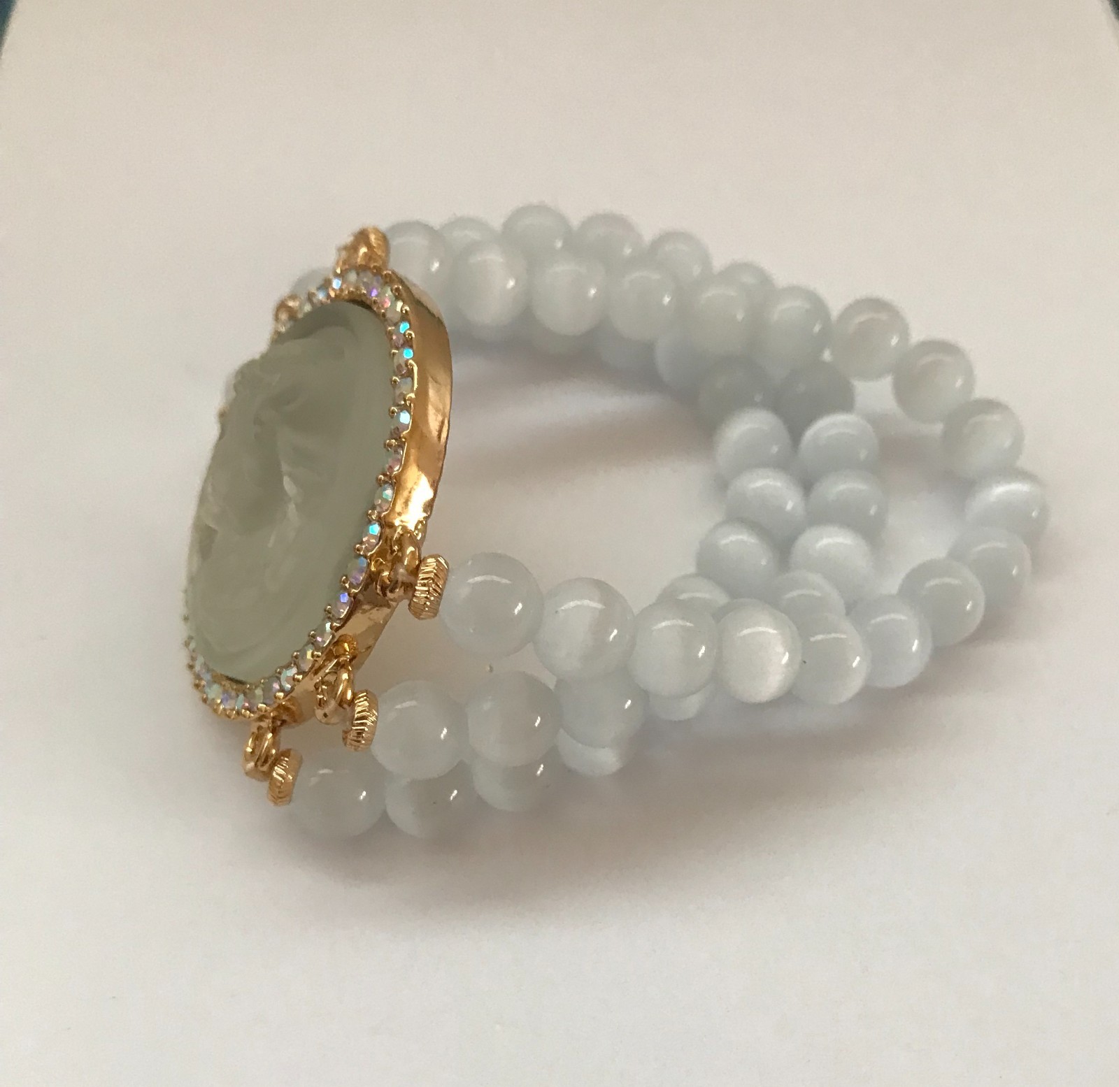 Kirks Folly Cameo Dream Angel Cat’s Eye Stone Stretch Beaded Bracelet
