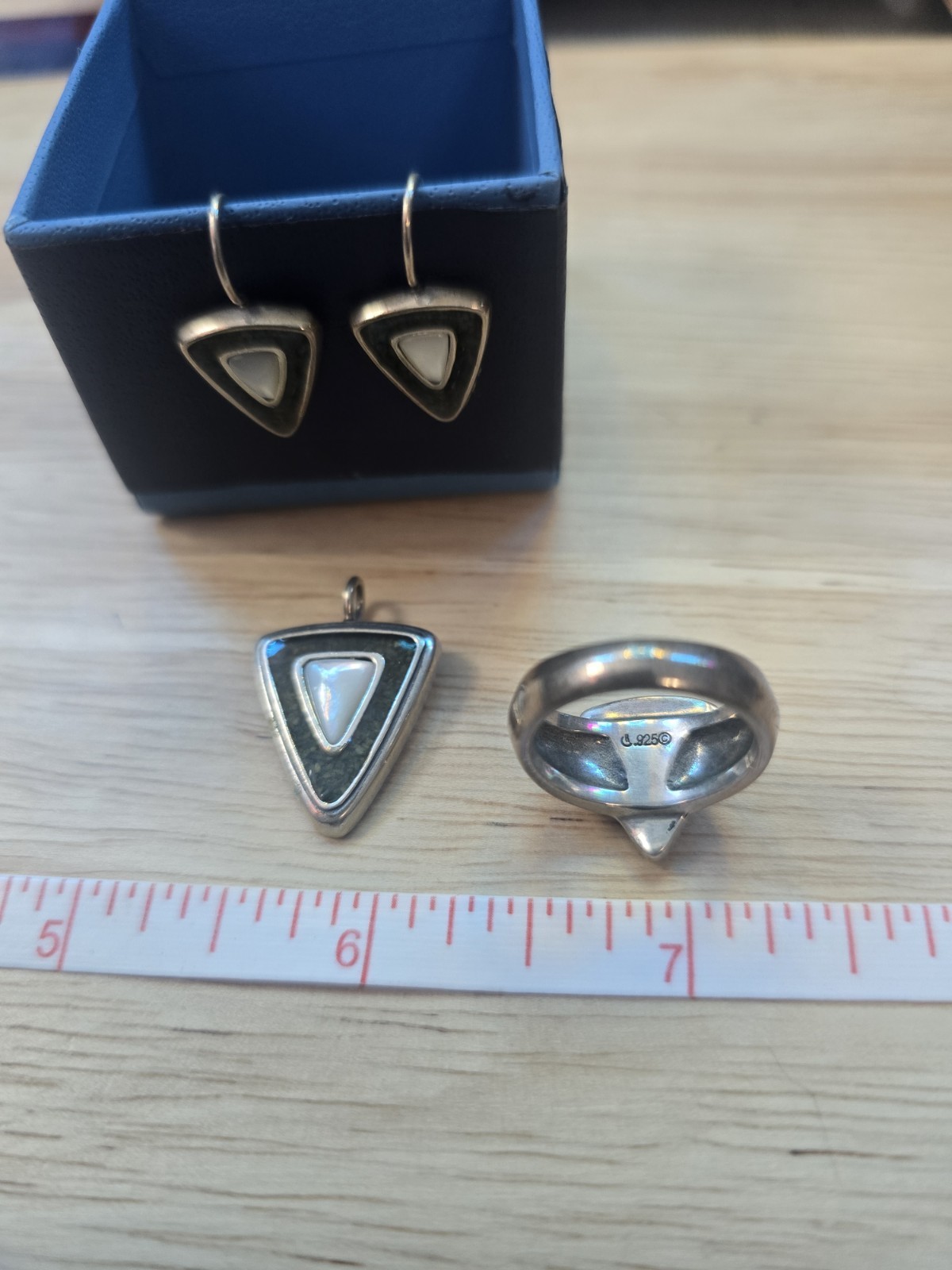 Carolyn Pollack Relios 925 Sterling Silver FULL SET ring Pendant Earrings Ex Con