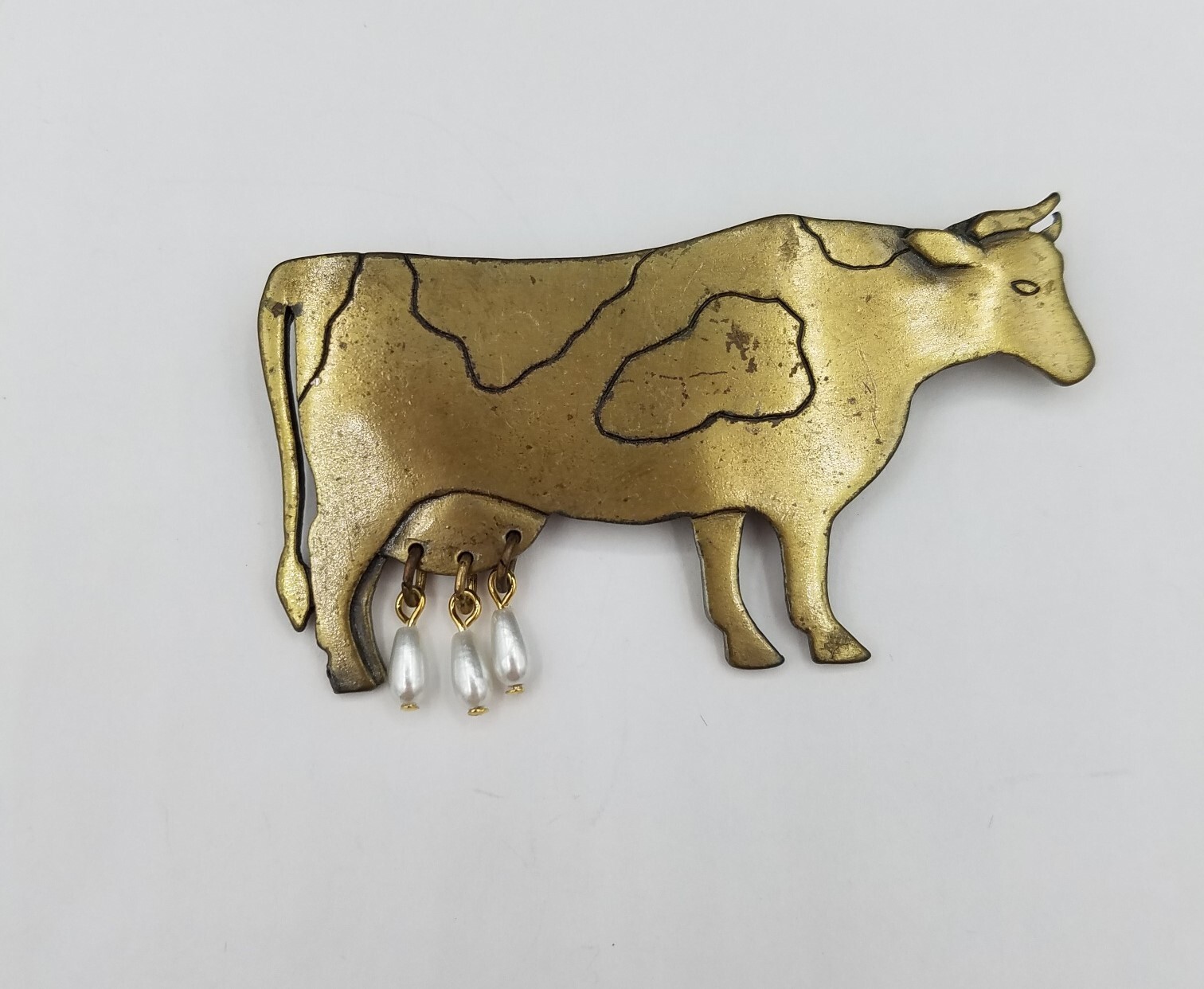 Set of 4 JJ Jonette Brooches Cat Catching Fish, Cow, Bunnies, Casa House – READ