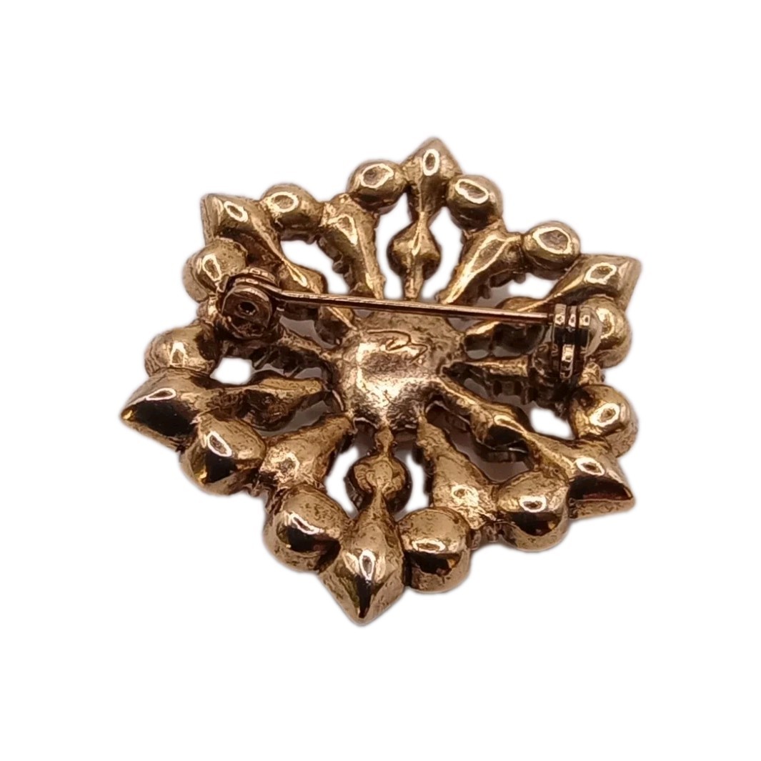 Vintage Liz Claiborne Floral Rhinestone Brooch Autumn Colors GT 1 3/4 in D