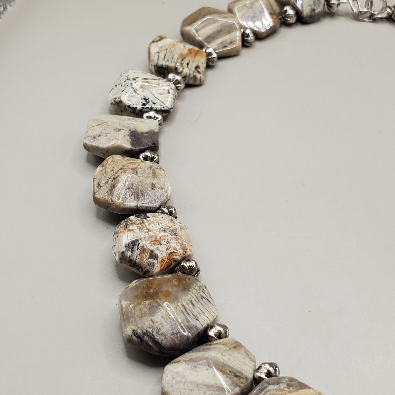 VINTAGE SOUTH WESTERN STERLING SILVER – SILVER LACE ONYX NENCKLACE