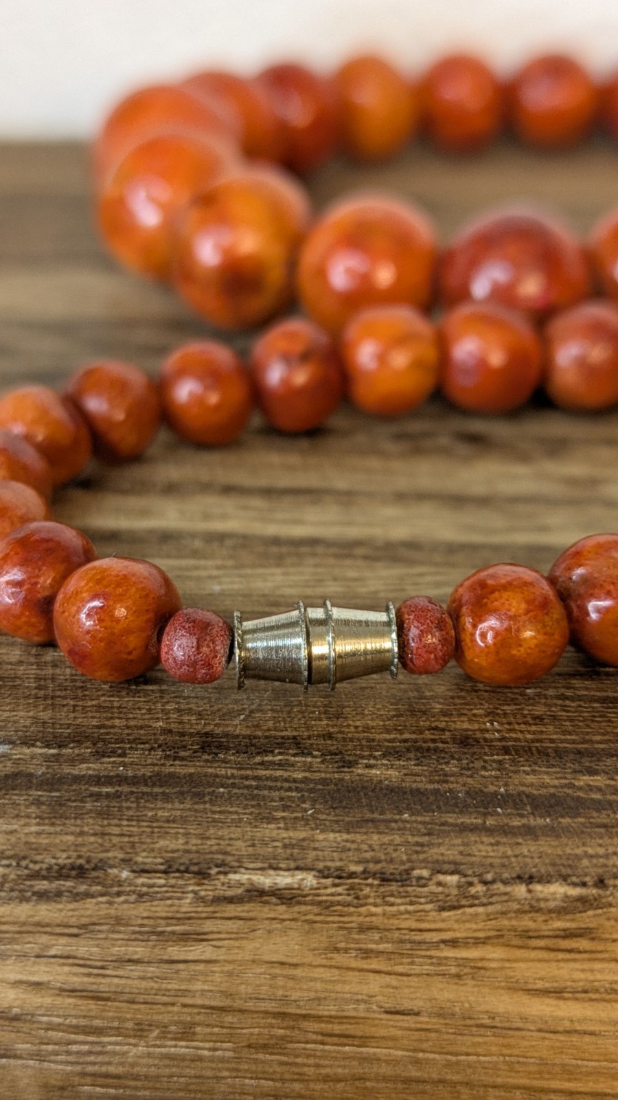 Heavy 86g Vintage Sponge Coral Necklace 24” Graduated Bead Estate
