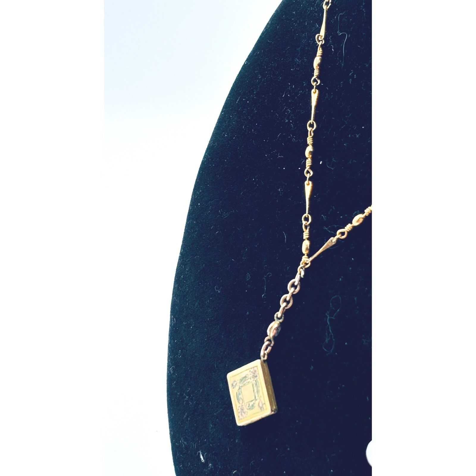 Antique VICTORIAN watch fob on a Victorian necklace Etched Bar Link Chain