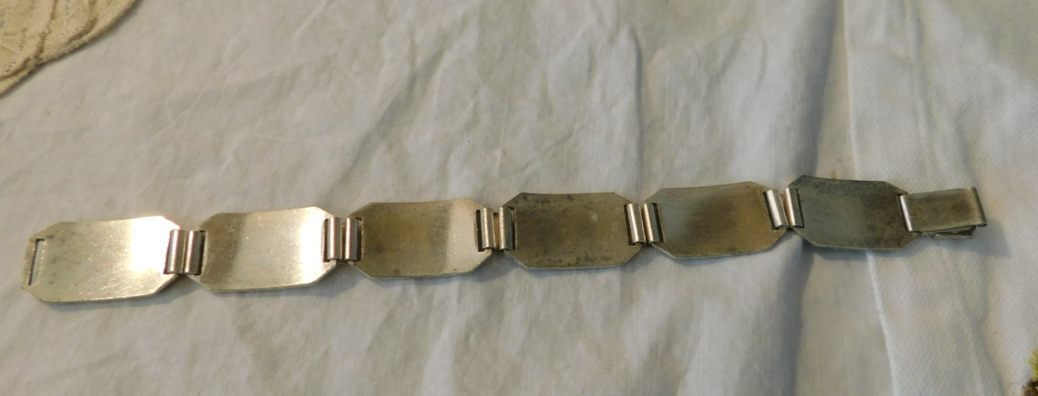 German Vintage Souvenir Panel Travel Bracelet Silver Enamel Munchen Frankfurt