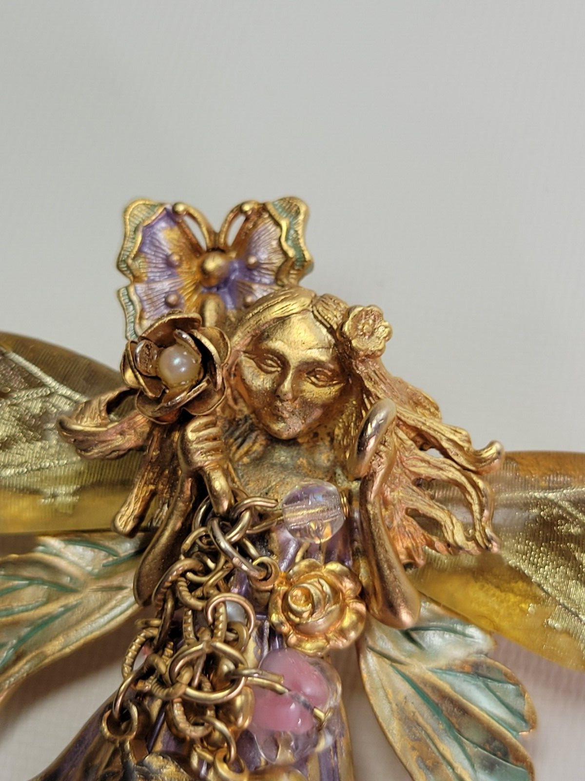 Vtg Kirk’s Folly Enamel Primrose Flower Magic Garden Fairy Brooch Pin Pendant