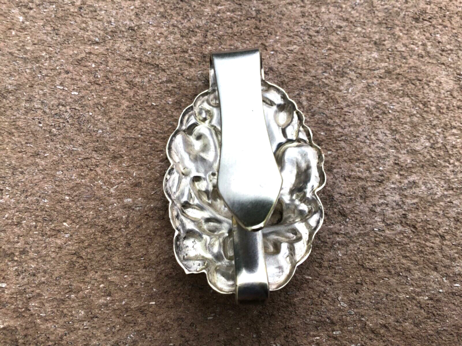 Art Nouveau Scarf Sash Slide Silverplate Unusual Period 1895-1915 Water lily