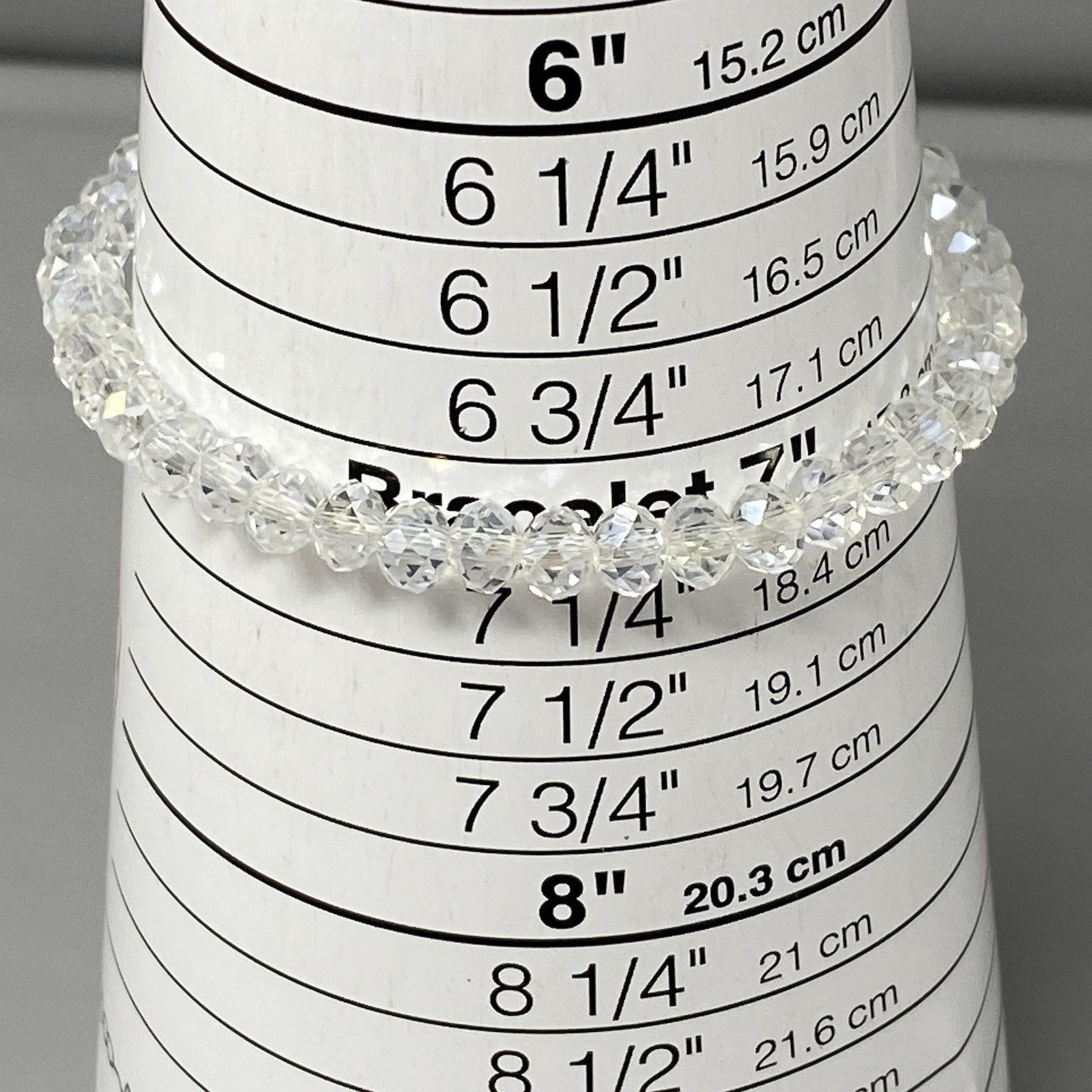 Mini Clear Glass Beaded Bracelet Faceted Rondelle Stretch Fire Polished 7″