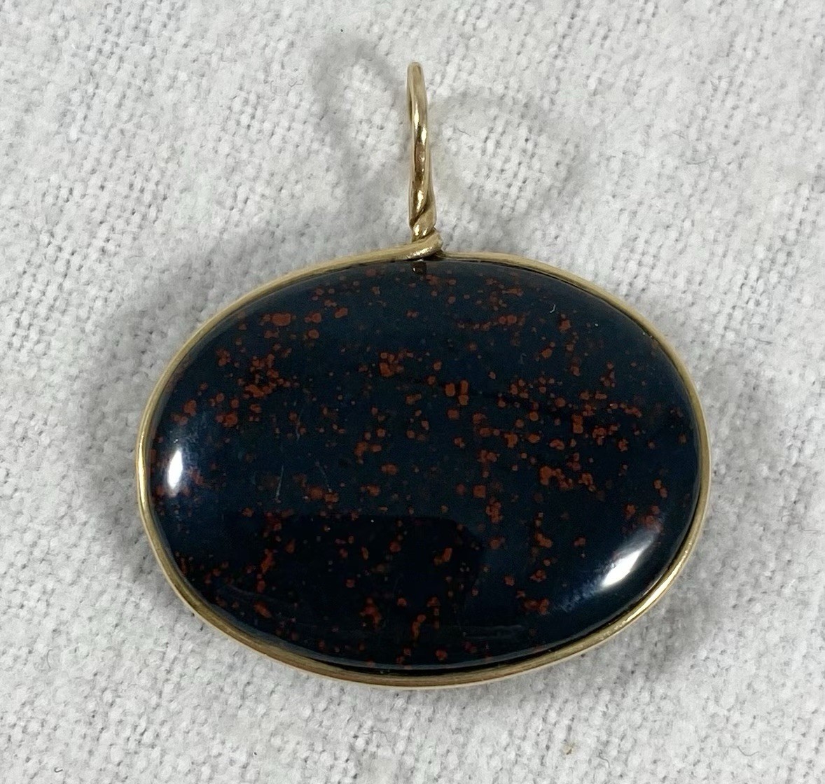 Antique 14K Gold Carved Bloodstone Intaglio Pendant 4.6 Grams