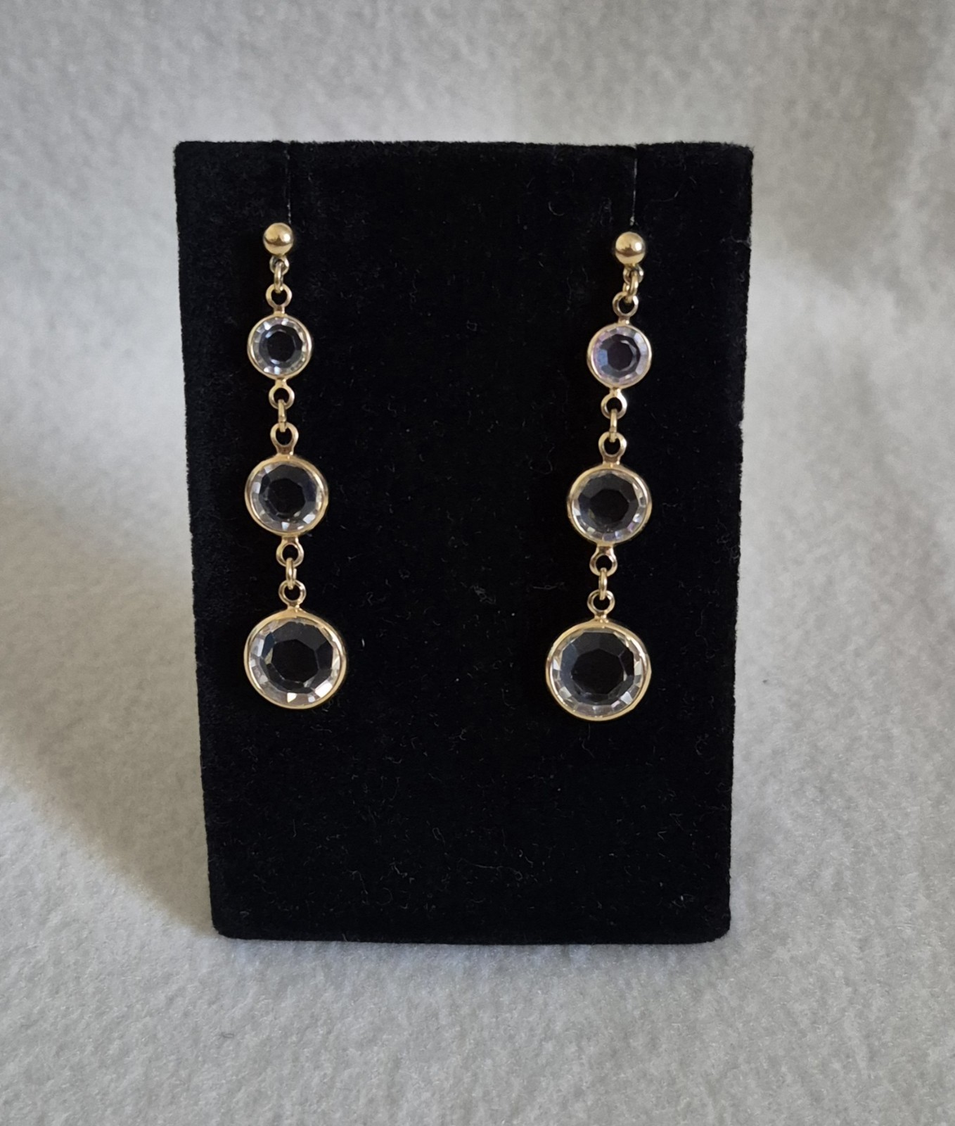 Gold-Tone Crystal Drop Bezel-set Graduated Post Earrings