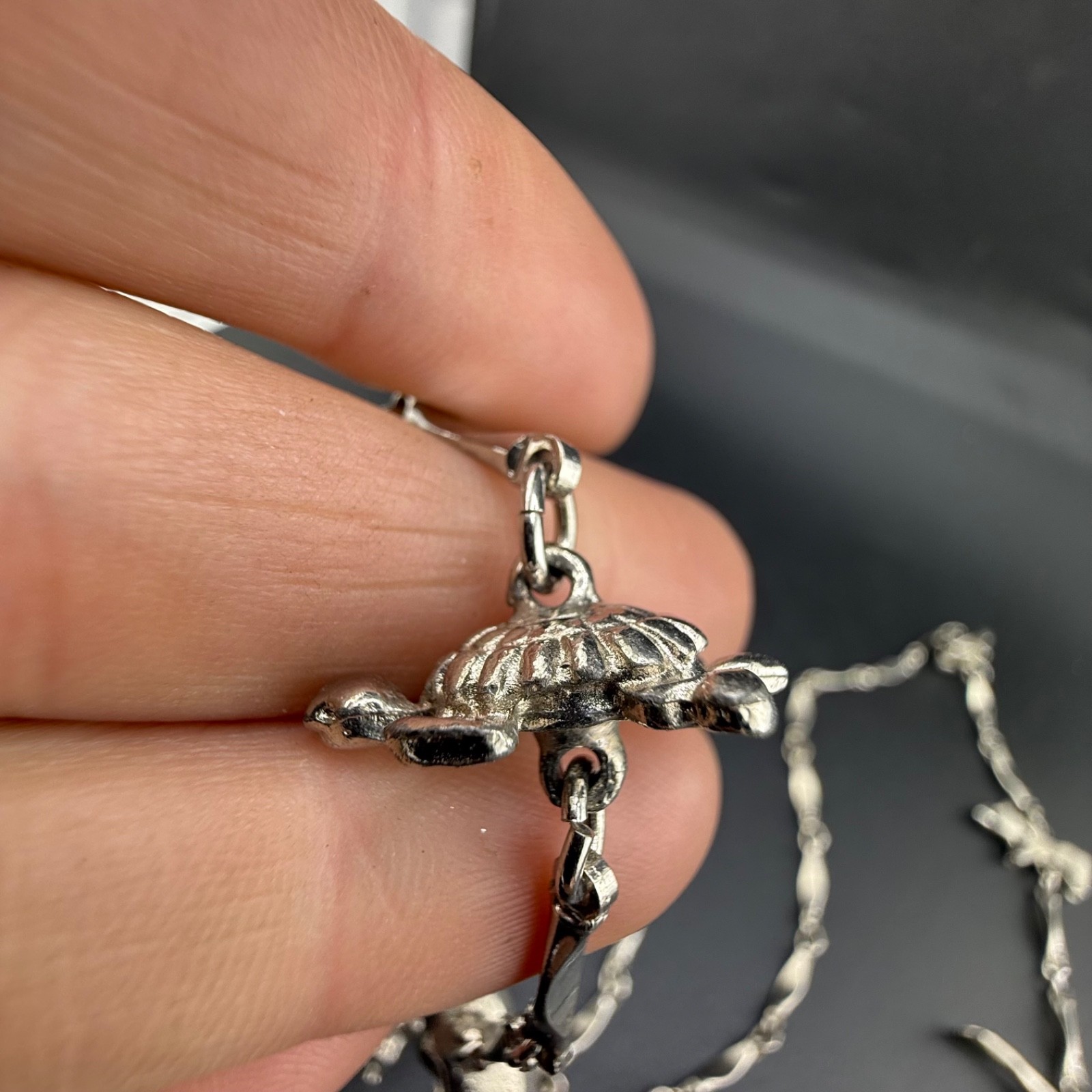 Vintage Fetish Necklace Animals Birds Silver Tone 32”