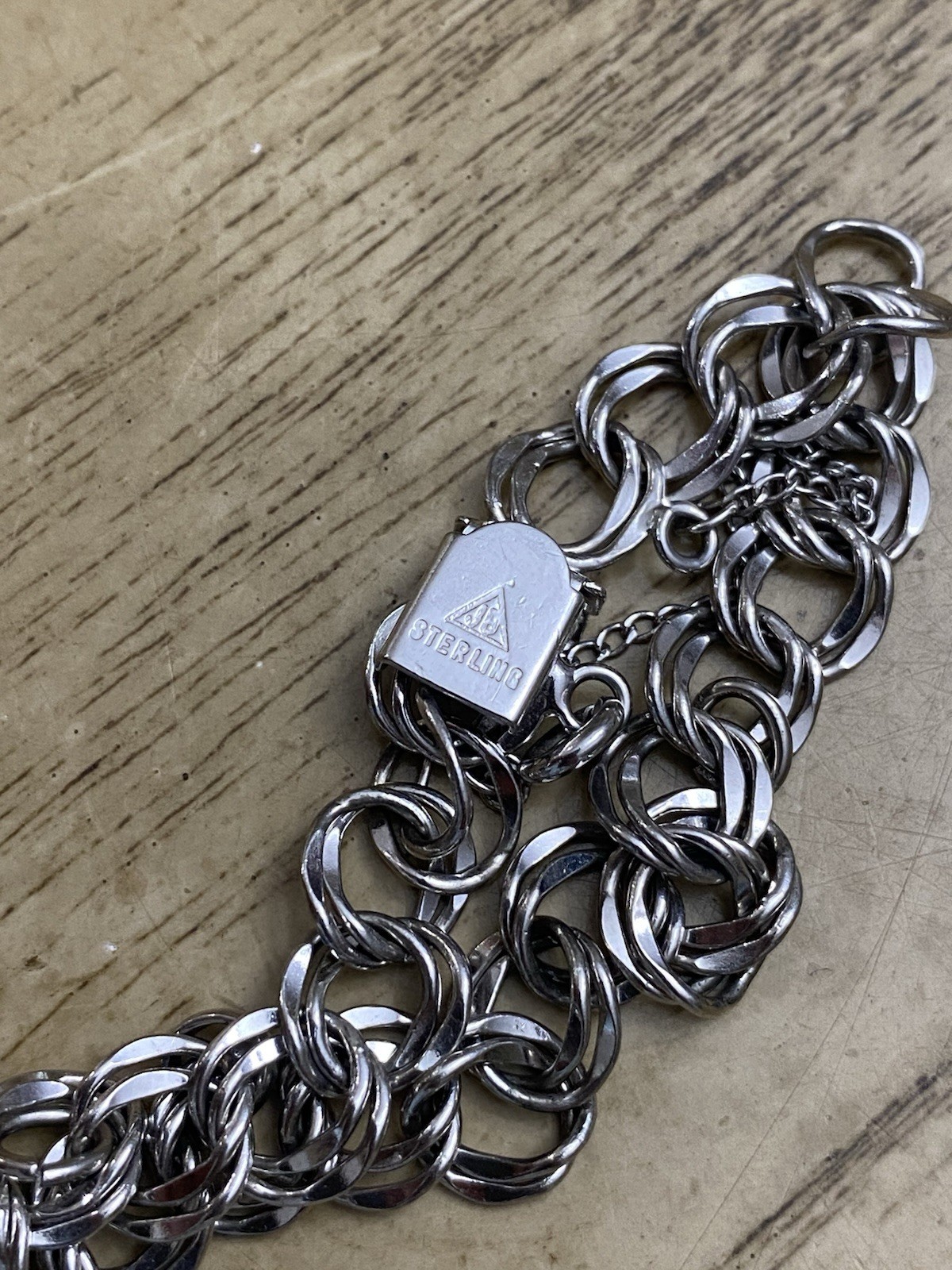 Vintage Jacoby Bender Sterling Silver 925 Link Charm Bracelet Starter Signed JB