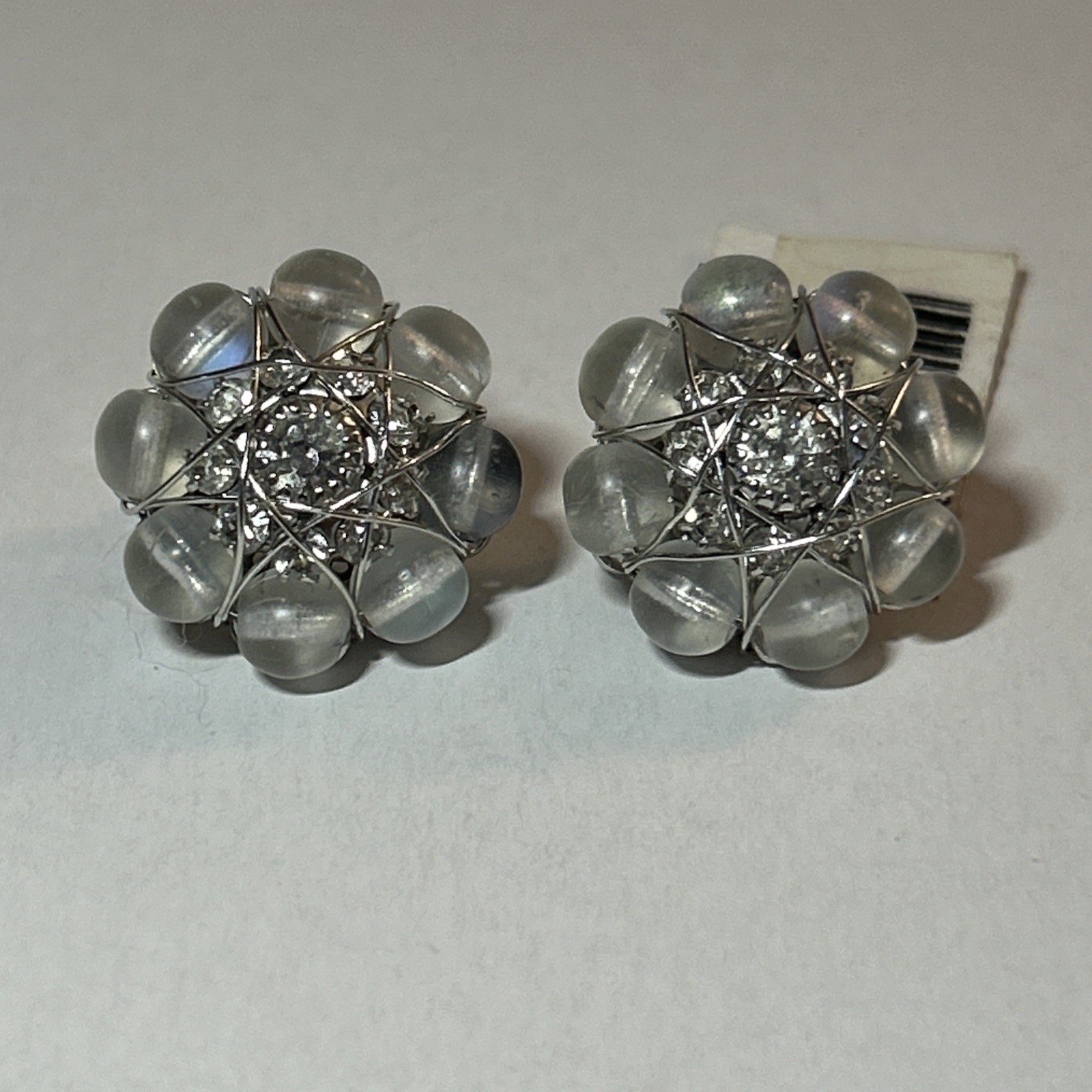 Henri Bendel Clip On Earrings Wire Wrapped Beads And Crystals With Tag