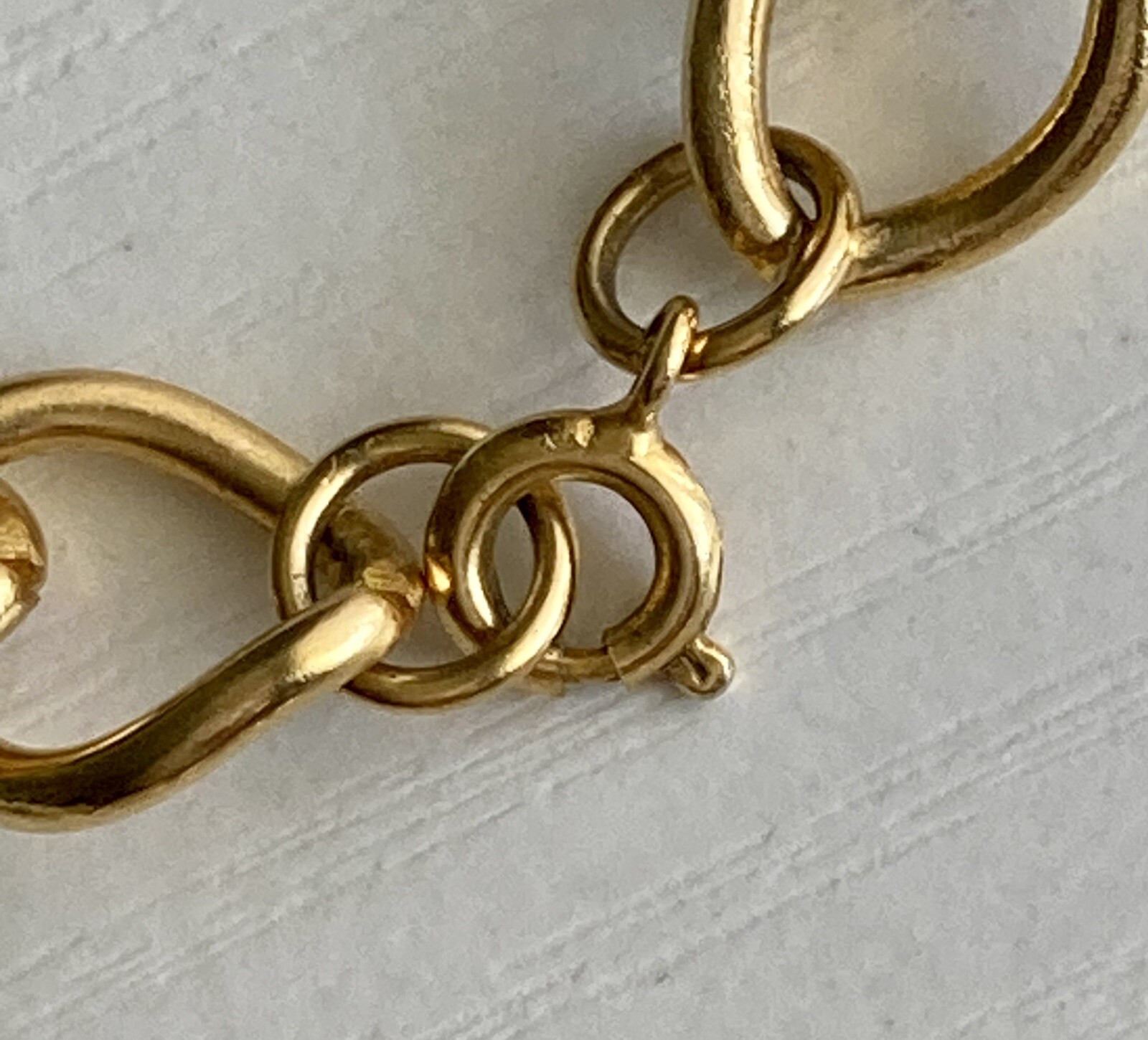 Vintage Gold Tone Bar Faux Pearl Station Oval Link Chain 52 inch Necklace 89.13g