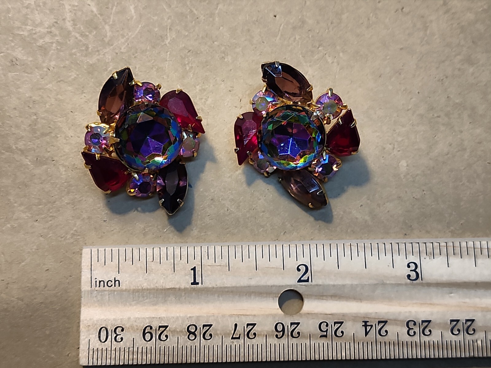 Vintage Juliana Amethyst Red Watermelon Vitrail AB Demi Parure Bracelet Earrings