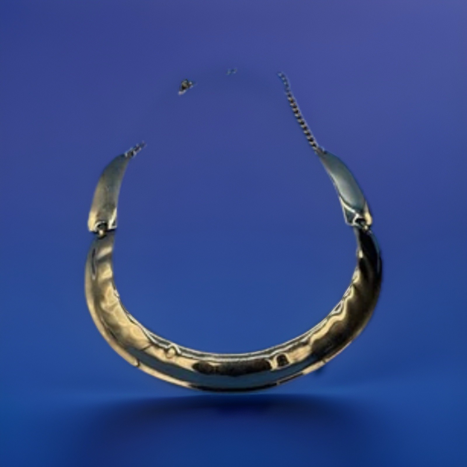 Vintage P&Y Brushed Gold‑Tone U‑Shaped Choker Necklace • Chic Retro Modernist