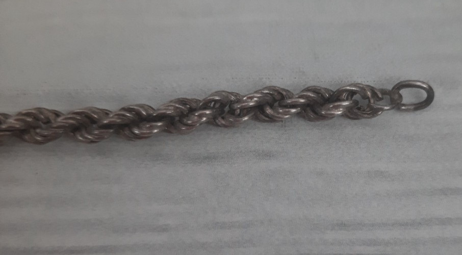 Rope Chain Twisted Silver Tone Vintage Princess Length 19 3/4″