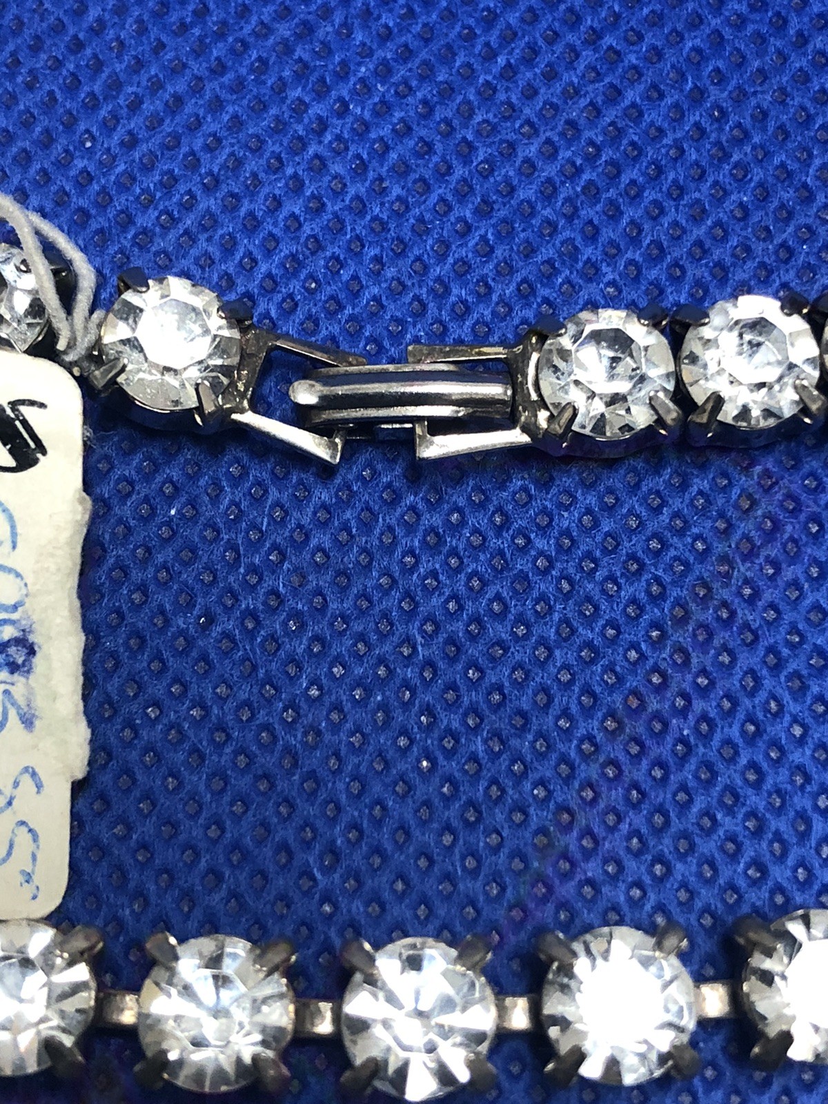 VTG 6MM RHINESTONE TENNIS STYLE SINGLE/TRIPLE STRAND SILVER TONE NECKLACE 17.5″