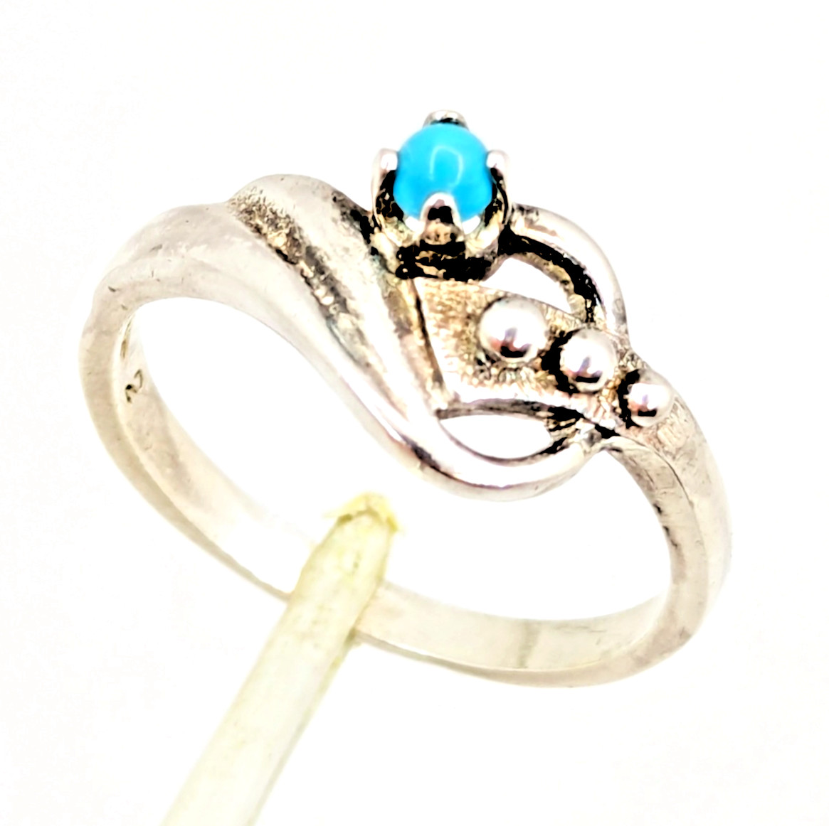 Vintage Soviet RING Silver⭐925 mark USSR with Turquoise-size: 8.5US (18.5mm) #19