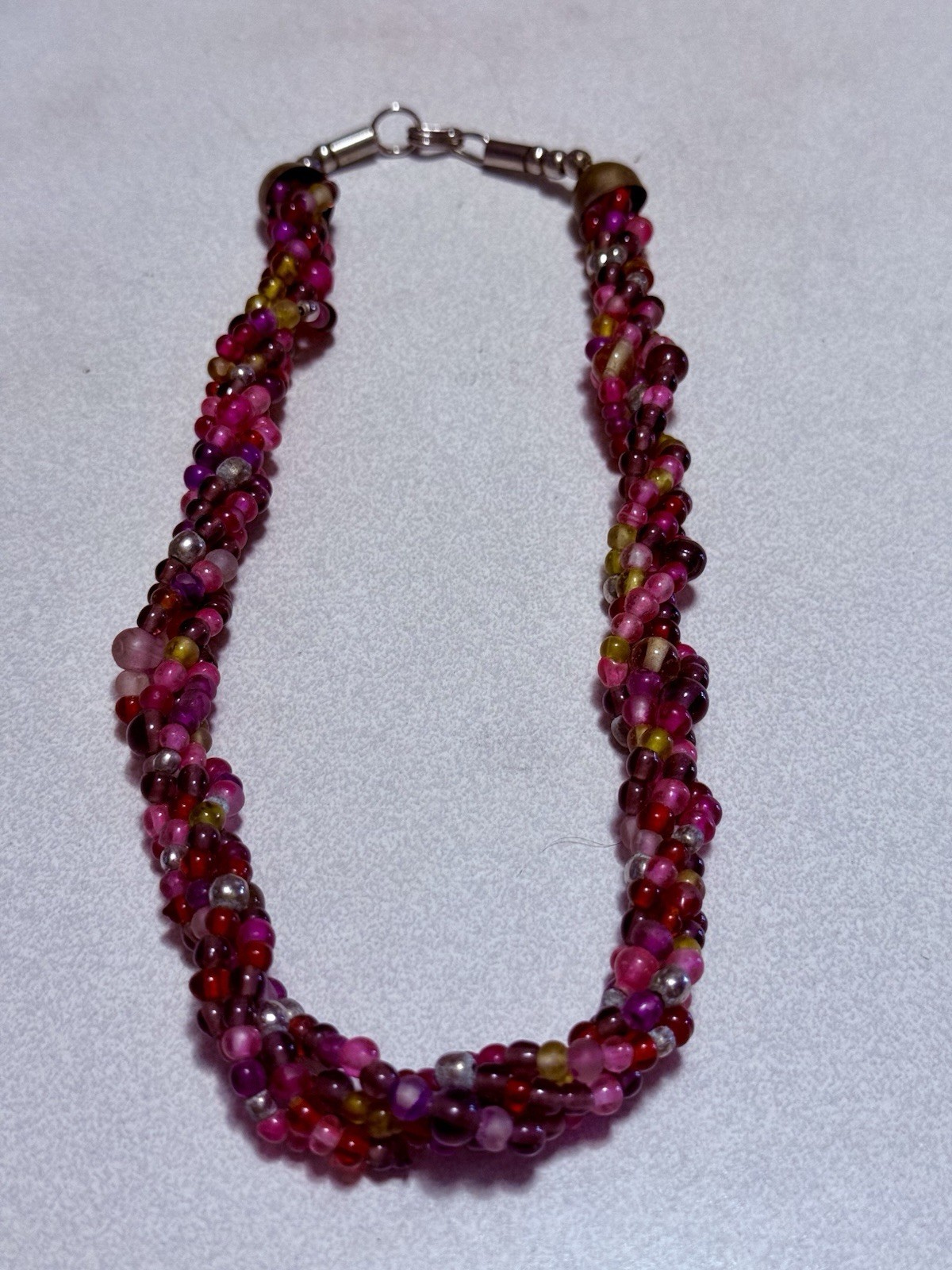 Vintage Tourmaline Beaded Choker W/ Beautiful Spring Colors Pinks Purples