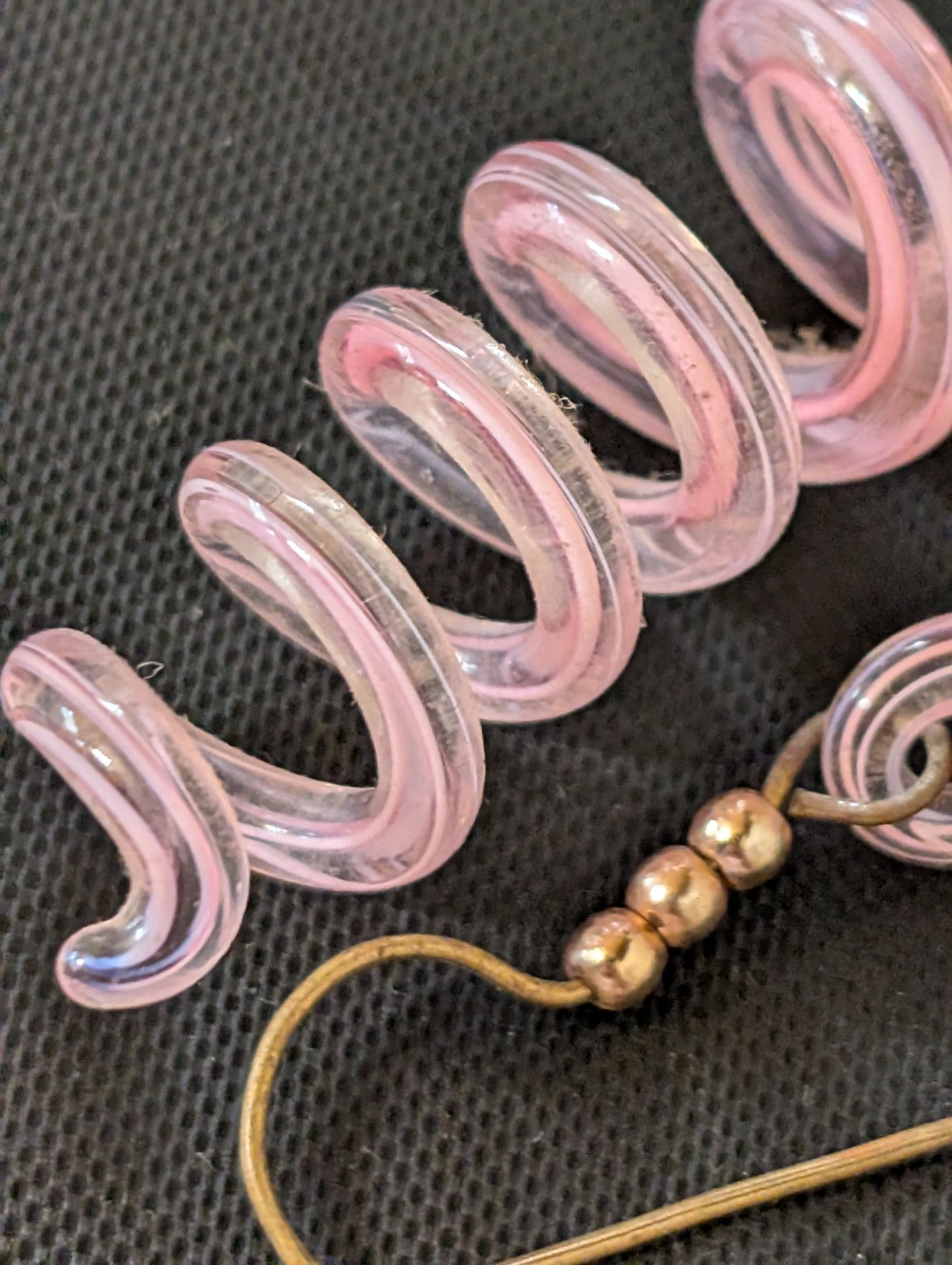 Spiral Pink Art Glass Dangle Earrings Featuring Silver Hooks 3″ Long