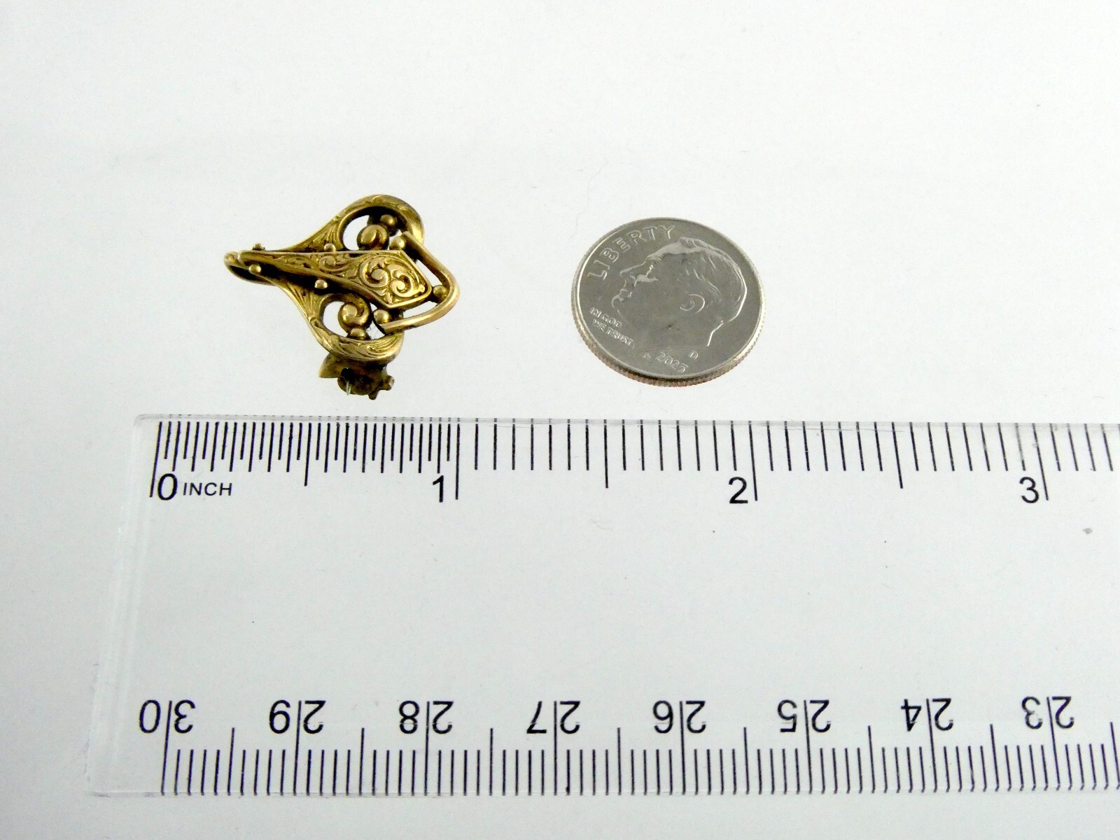 Antique RFS & Co Simmons Heart Shape Gold Fill Watch Fob or Pin 2.2g Unmarked