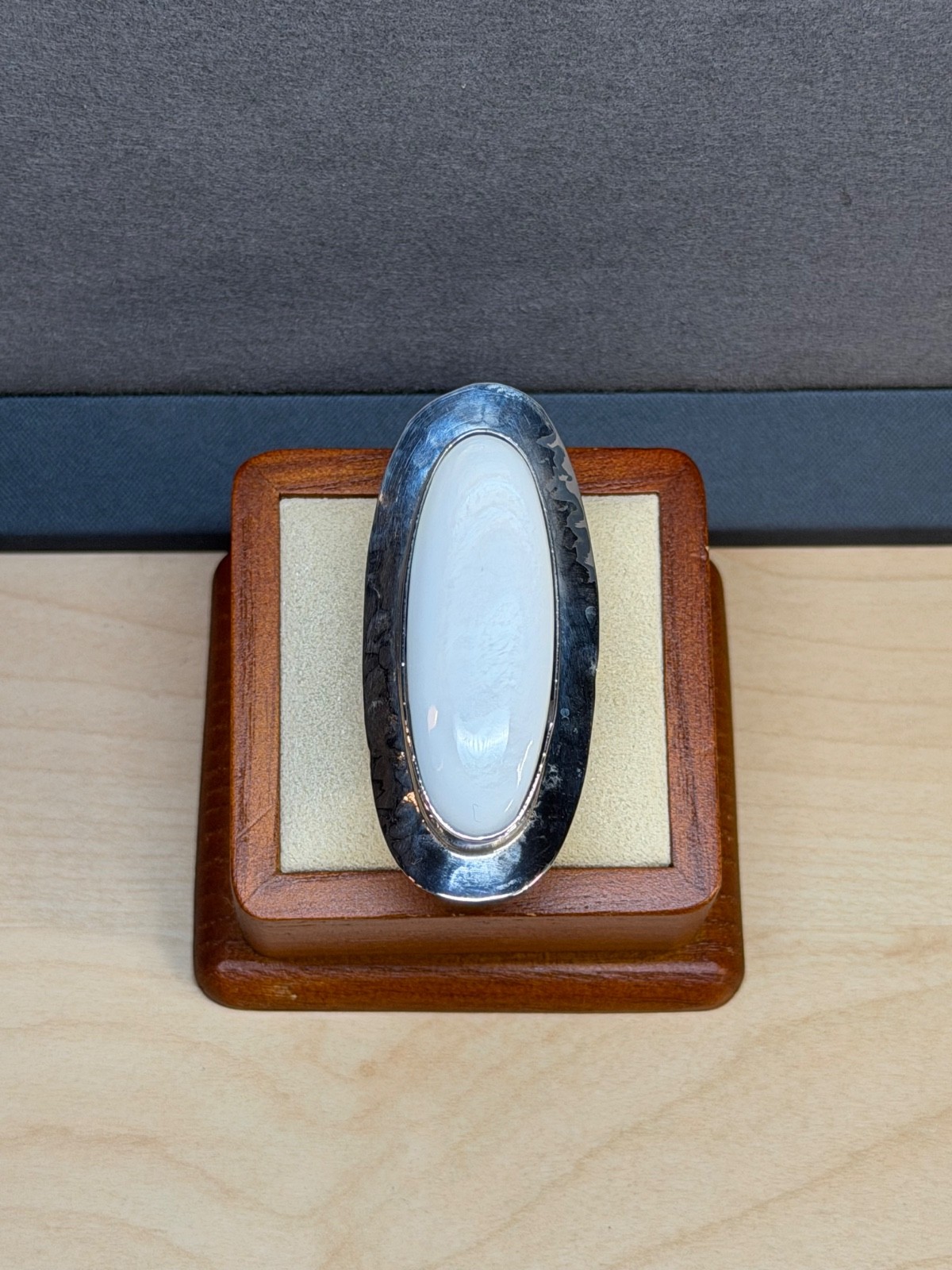 DOMINIQUE DINOUART DDD Mexico 925 Silver Mother of Pearl Elongated Ring Sz 7 NEW