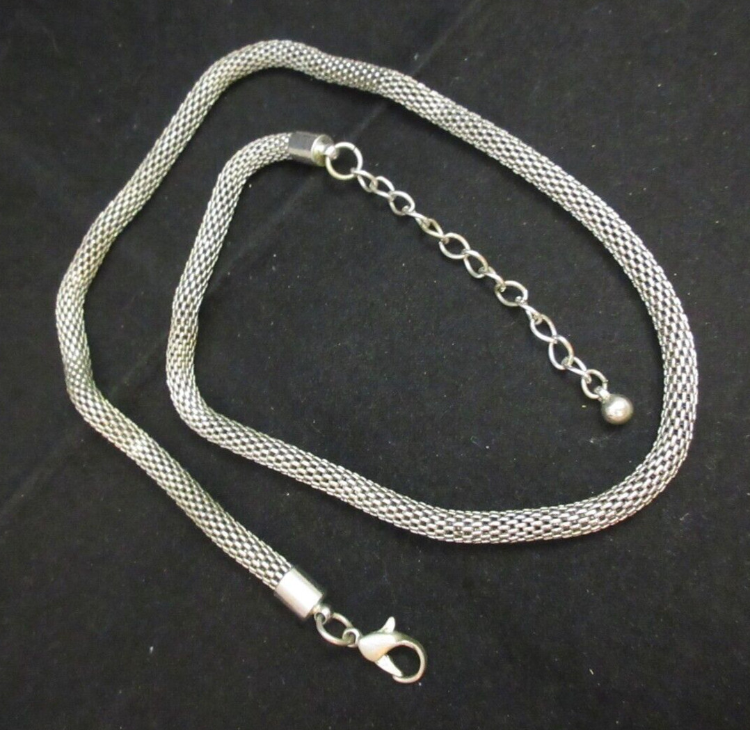 Vintage Silver Tone Mesh Chain Adjustable 18 3/4 – 21 1/2″ Long 3/16″ Thick