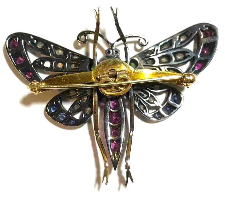 Butterfly Brooch Opal Diamond Rubies Sapphires Emeralds 19th Century