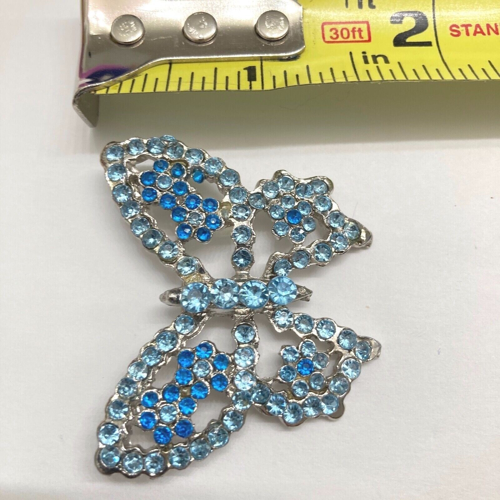 Butterfly Cobalt And Light Blue Estate Pin Brooch With Safety Clasp Vintage USA