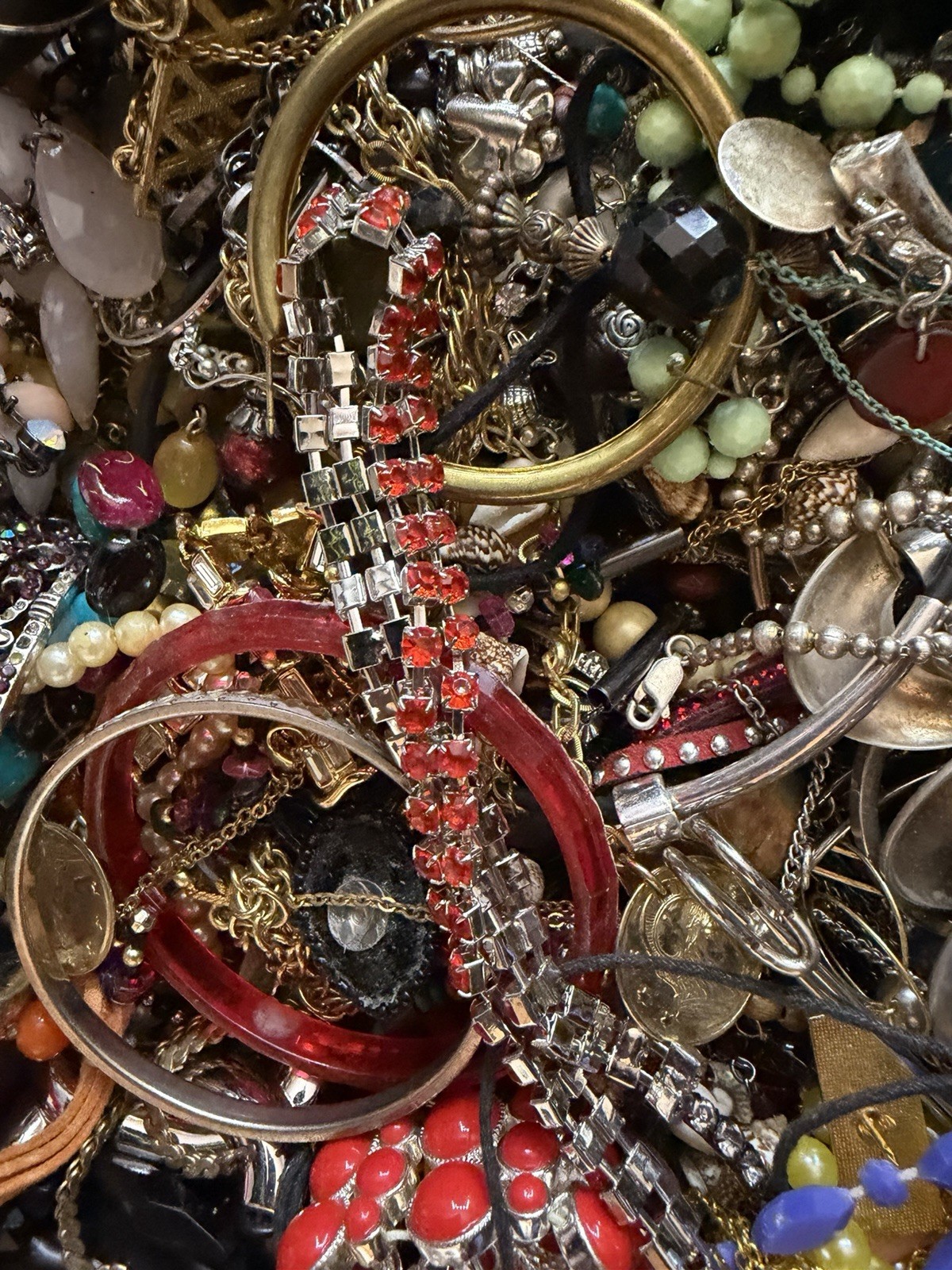 Estate Vintage to Mod Jewelry Lot 2 lb JUNK CRAFT WEAR REPAIR Untested Unsorted