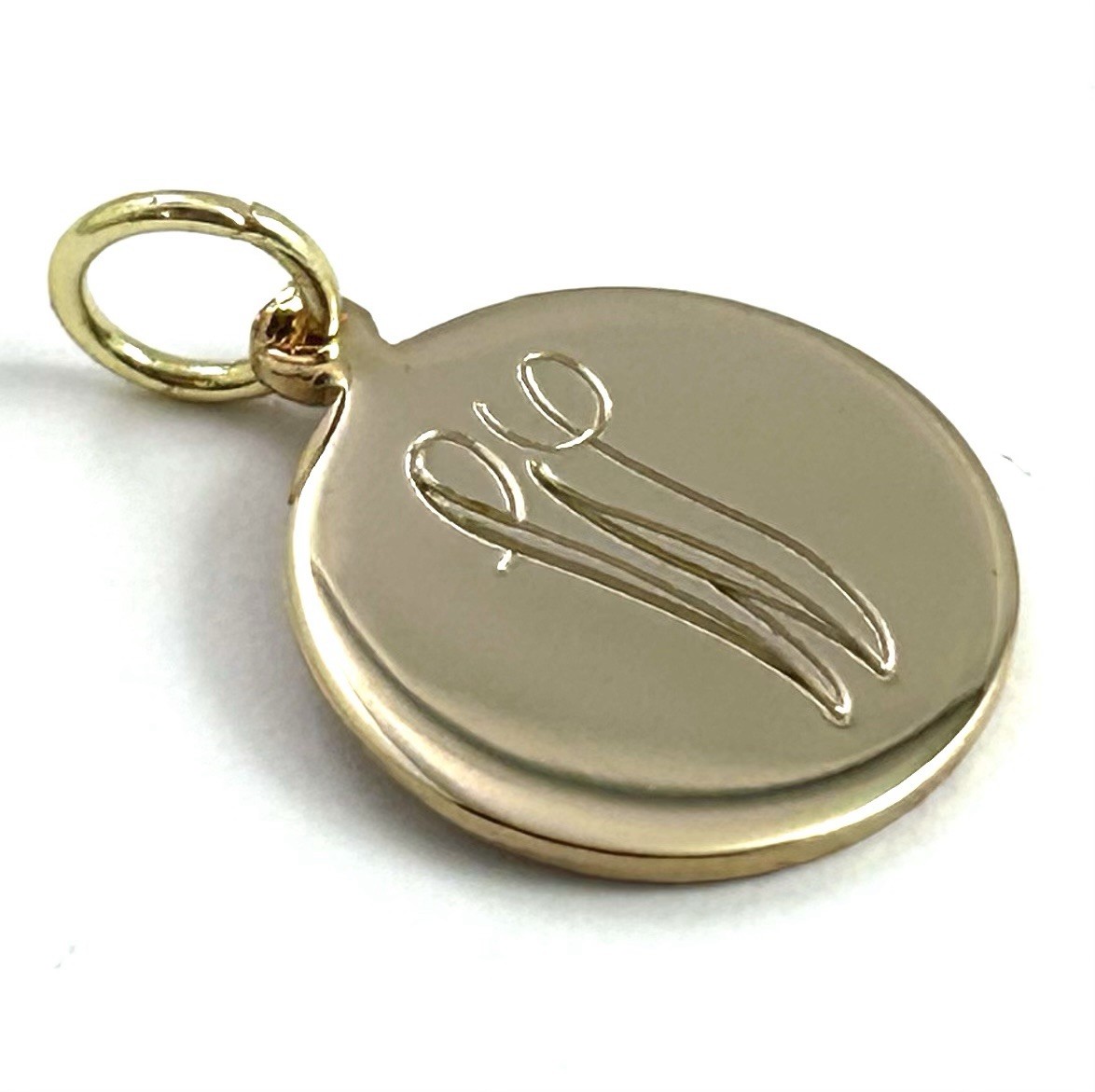 Vintage Initial W Charm Dainty Pendant Etched Gold Plated Metal Vintage Jewelry
