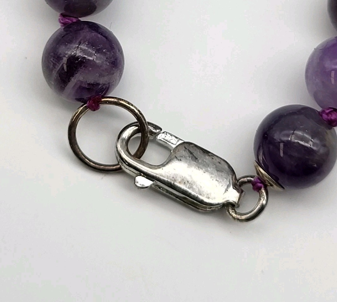 Stunning Purple Charoite & Amethyst Bead necklace Sterling Silver Southwest Bold