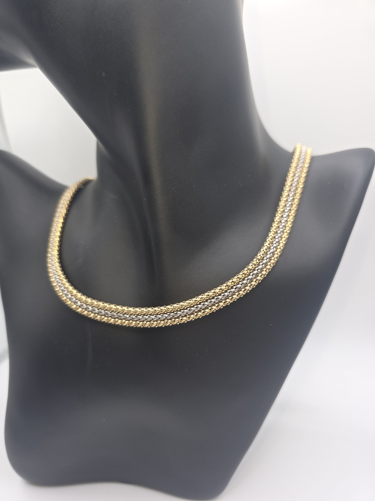 14k Two Tone Gold Vintage Estate Bead Popcorn Necklace Mesh GORGEOUS ELEGANT