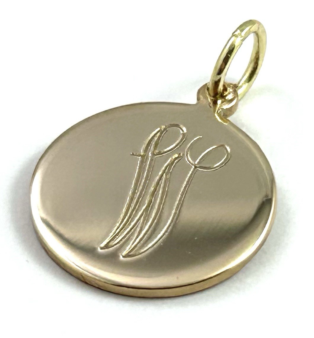 Vintage Initial W Charm Dainty Pendant Etched Gold Plated Metal Vintage Jewelry
