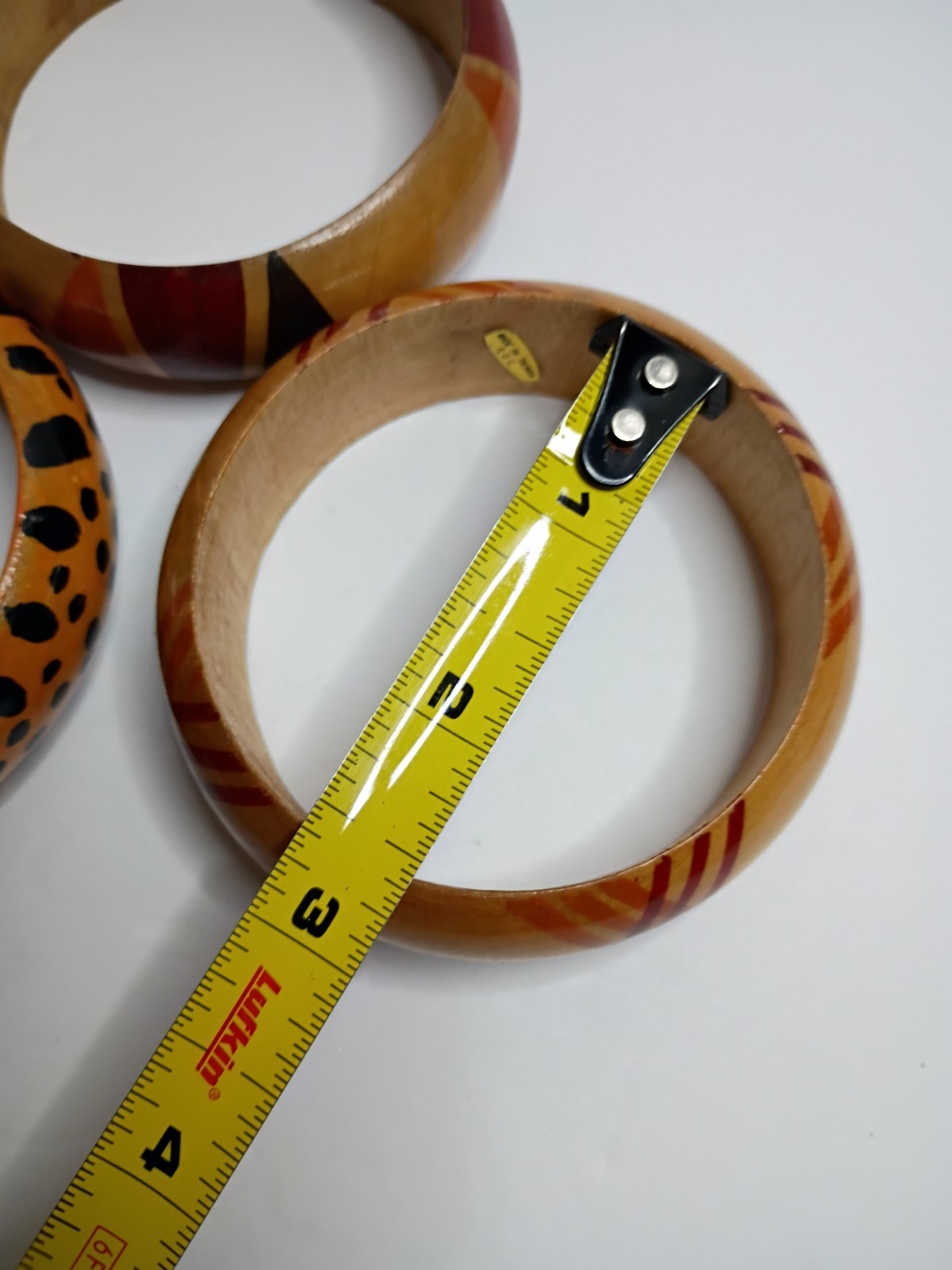 Lot Of 3 Vintage Wooden Bangle Bracelet Boho Chunky Bold Statement 1″ Thick Chee