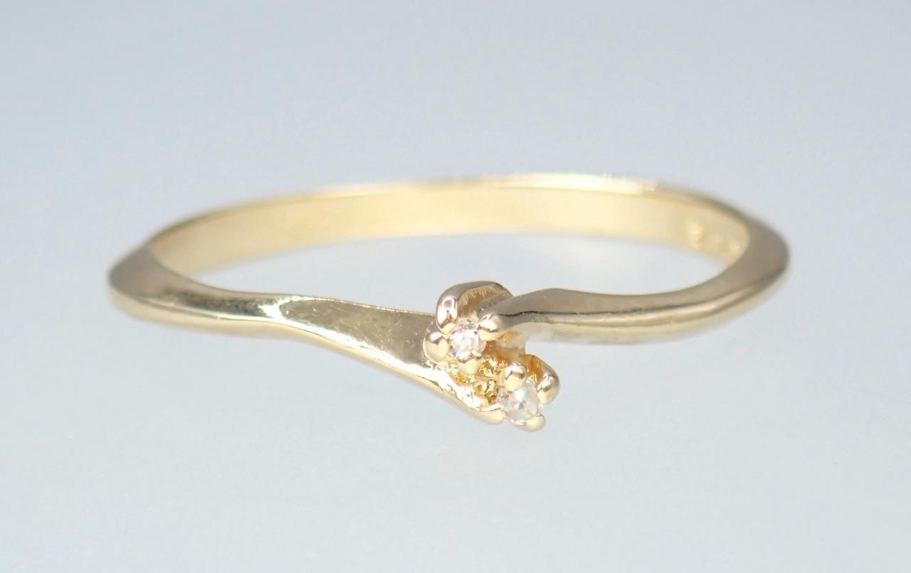 Dainty Vintage Estate Solid 14K Gold SAMUEL AARON Diamond Toi Et Moi Ring NY 6.5