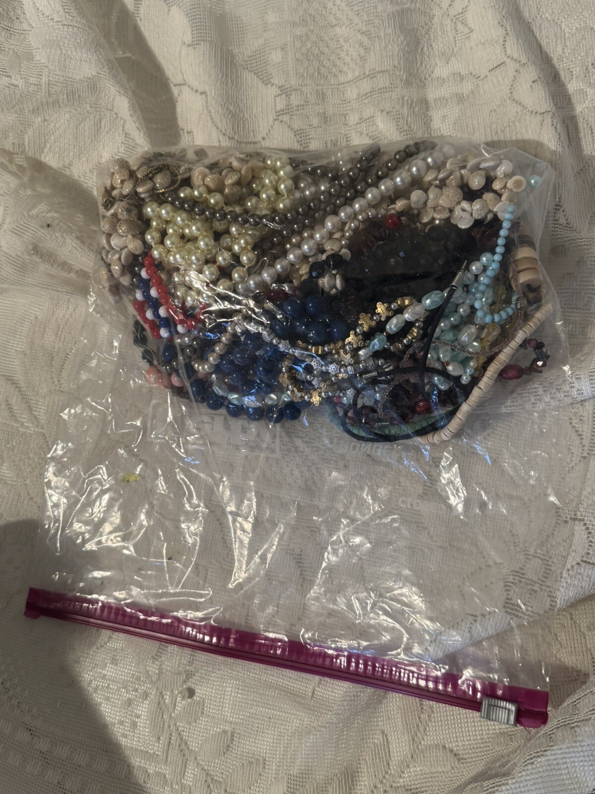 Vtg Junk Jewelry Lot- Most Wearable Beads, Shells, Different Beaded Materials
