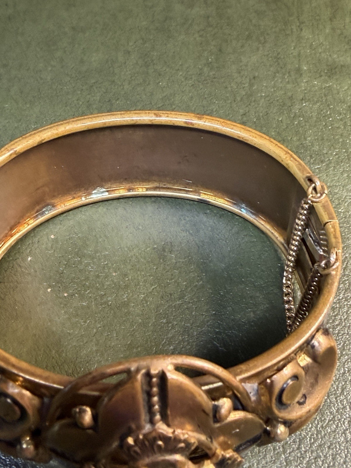 Antique Victorian Porcelain Miniature Portrait Bangle Cuff Bracelet C. 1900