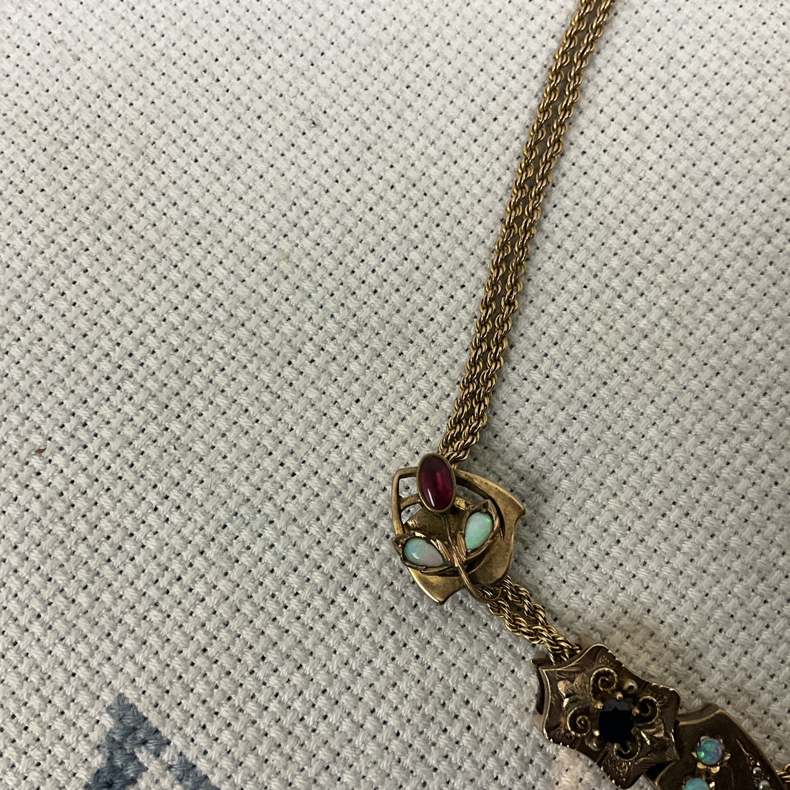 Fabulous Antique 8 Slides Victorian Gold Filled Watch Chain Necklace