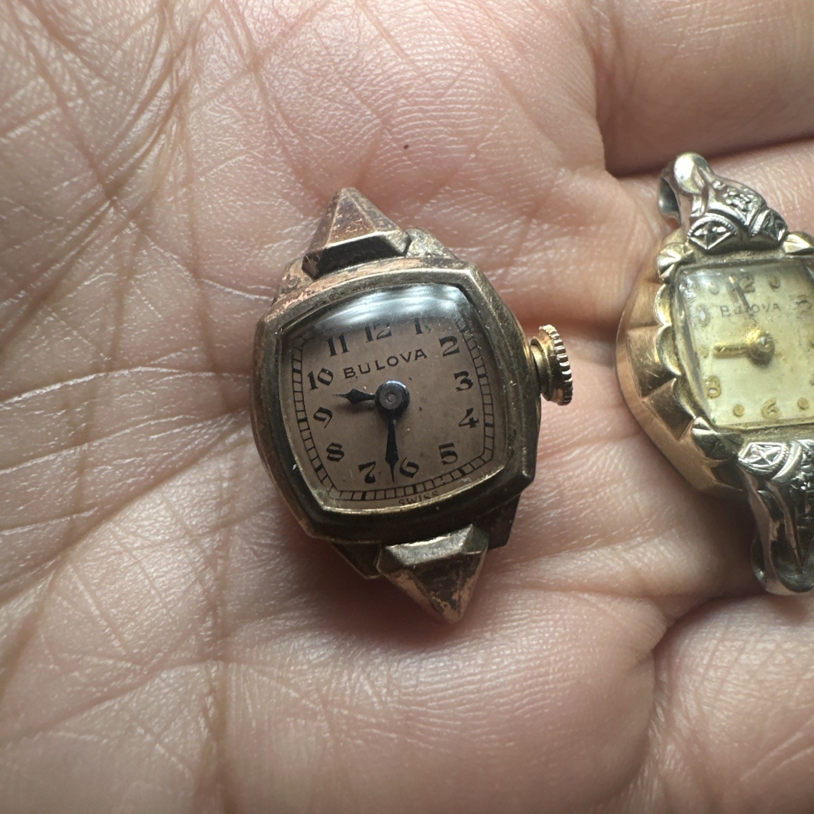 Vintage Lot Of 3 Bulova Dials Manual Winding Ladies Watch 10k Gold RGP – Repair
