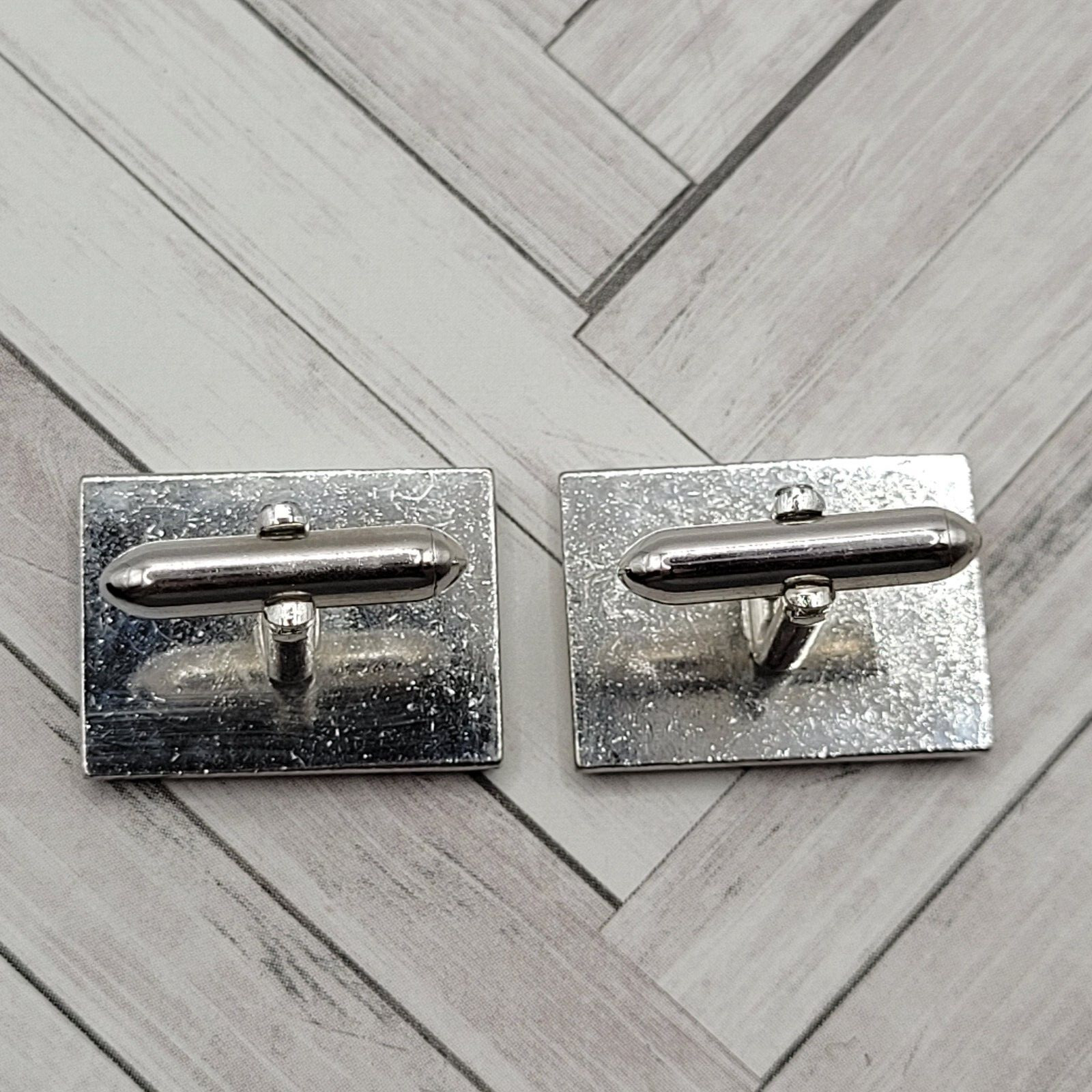 SWANK Vintage 1970 to 80s Silver Tone Textured Finish Filigree Center Cufflinks