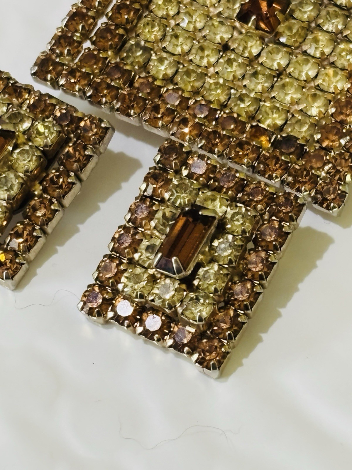 Vintage Bold Rhinestone Statement Brooch and Earrings Set Gold Tone Retro Glam