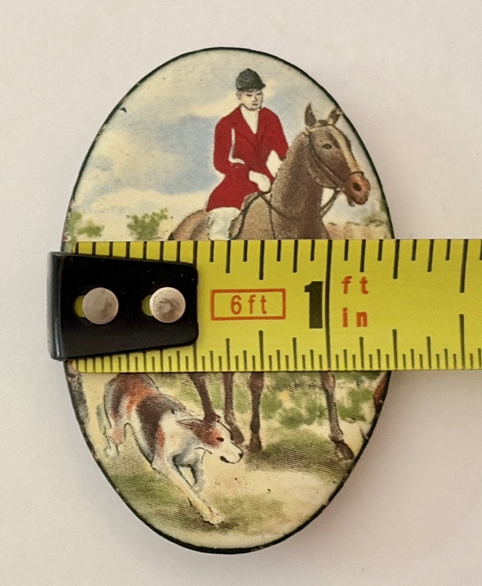 Equestrian Reverse Painted Glass Cabochon Brooch Pin Horse 2 Rosettes & 1 Pin
