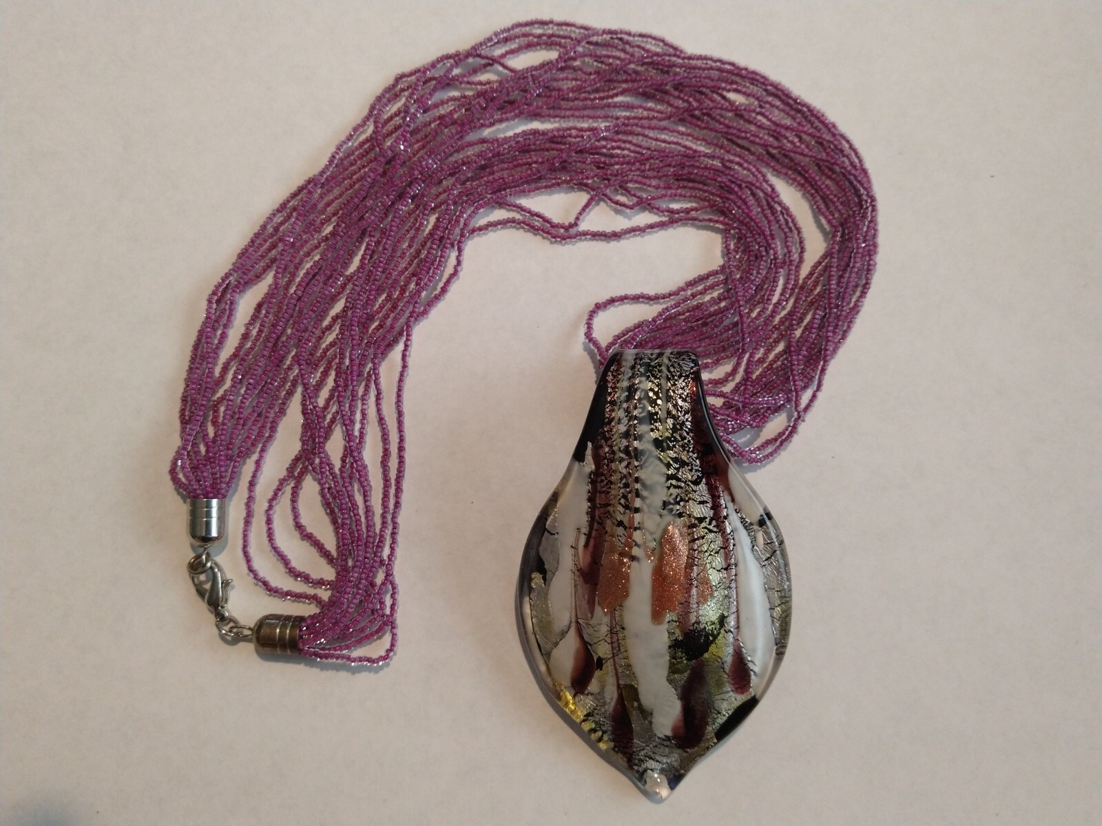 Murano Glass & Beaded Necklace (You Can Also Wear Only Beads) 2 Looks
