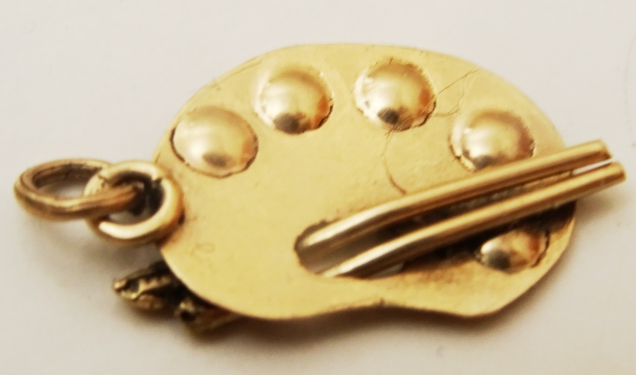 Vintage 9 karat Gold Painters paint board charm
