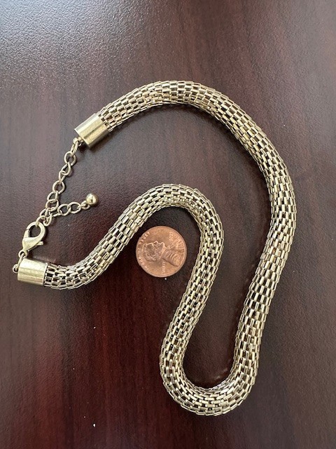 Vintage Chunky Link Mesh Chain Collar Necklace 16-18 ” Adjustable