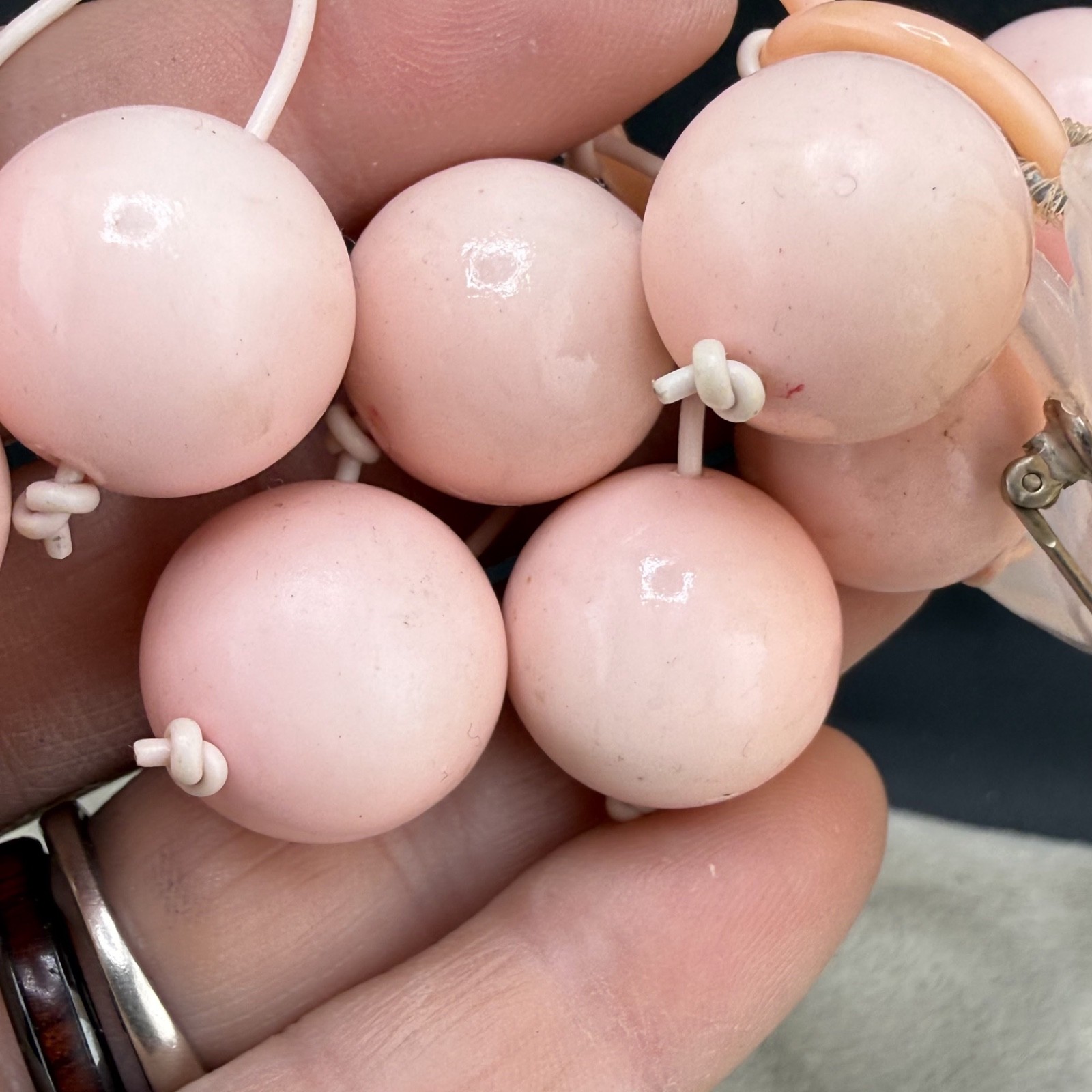 Vintage Grape Cluster Brooch Lucite Acrylic Pink