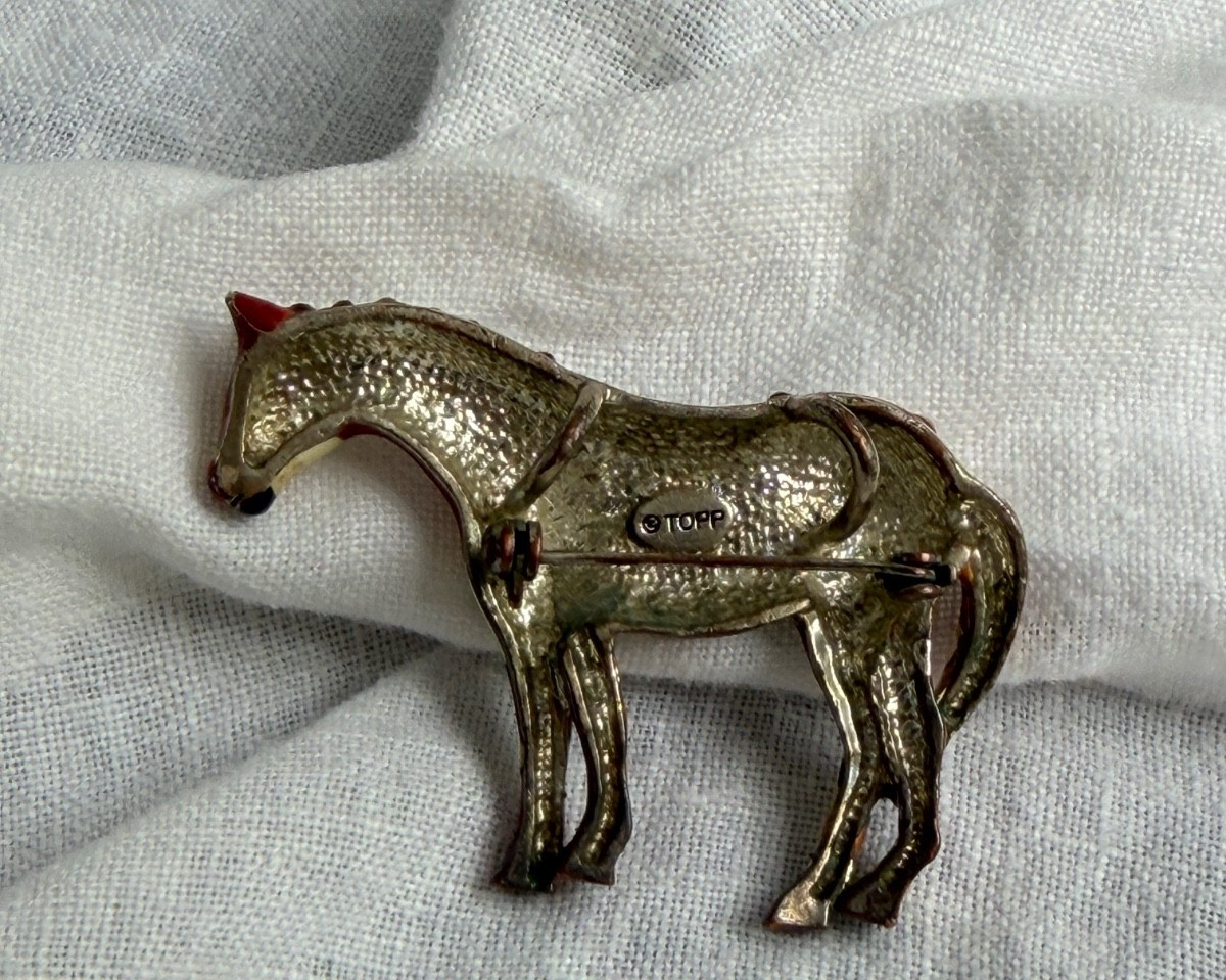 Vintage TOPP Trail of Painted Ponies Navajo Pony Enamel Horse Brooch Pendant Pin